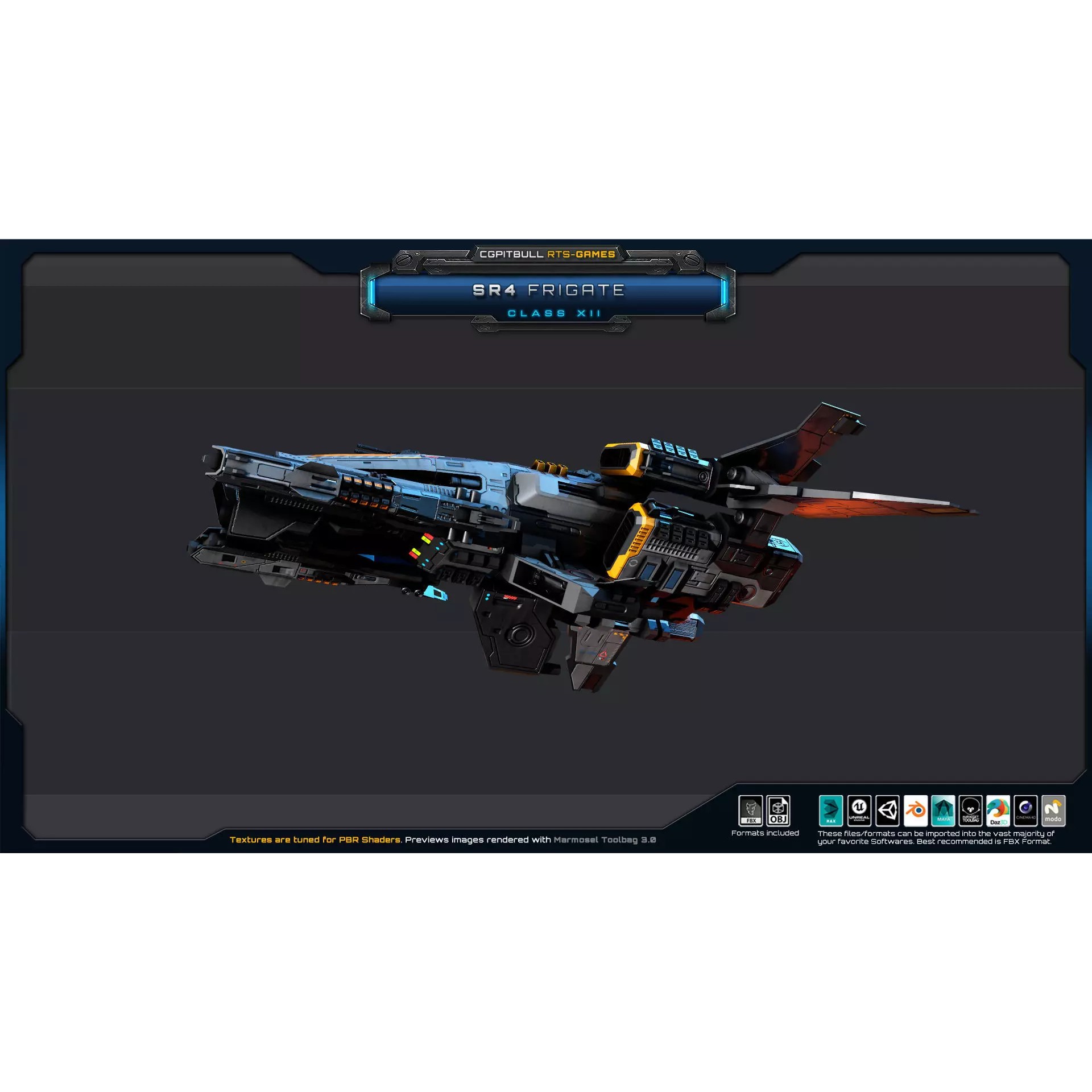 SR - Starships PACK - Low-Poly Game-Ready 3D Model - View 24