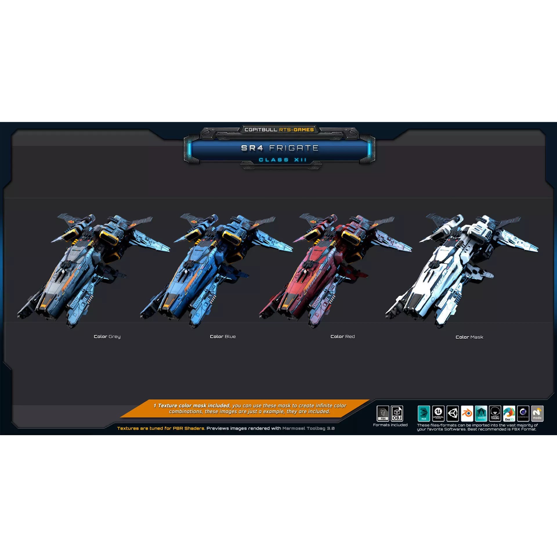 SR - Starships PACK - Low-Poly Game-Ready 3D Model - View 26