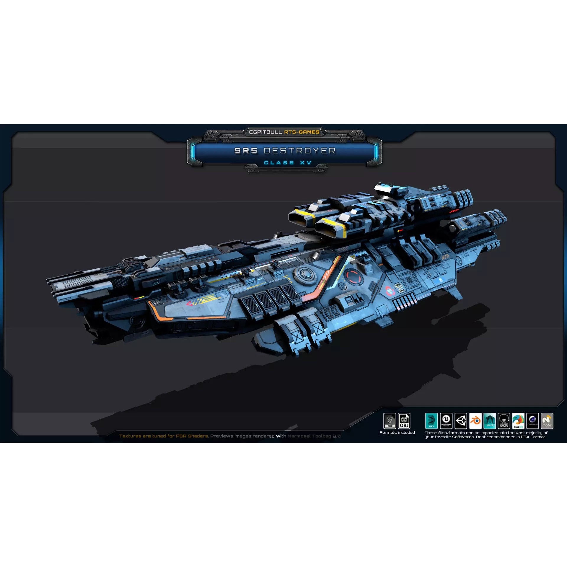 SR - Starships PACK - Low-Poly Game-Ready 3D Model - View 28
