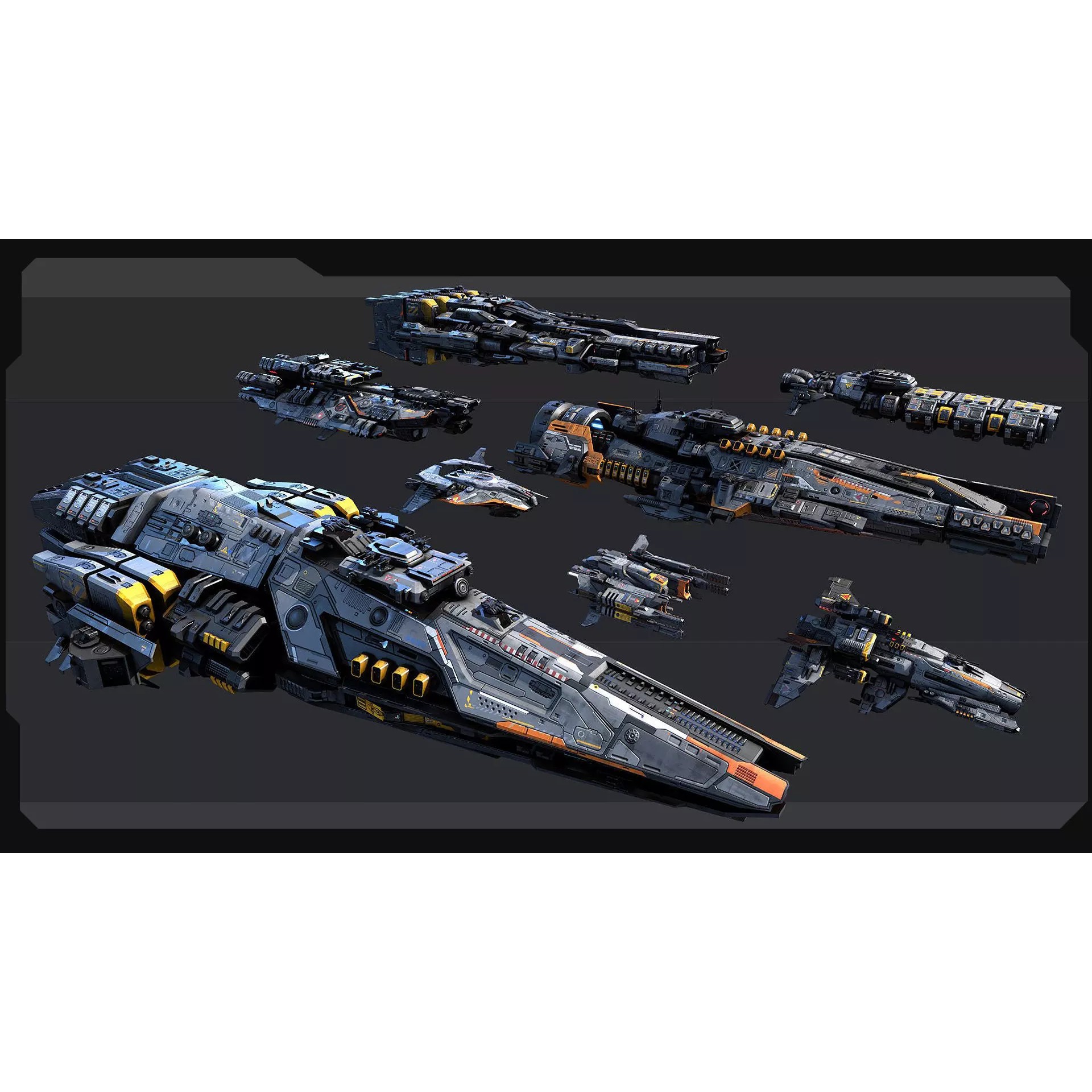 SR - Starships PACK - Low-Poly Game-Ready 3D Model - View 3