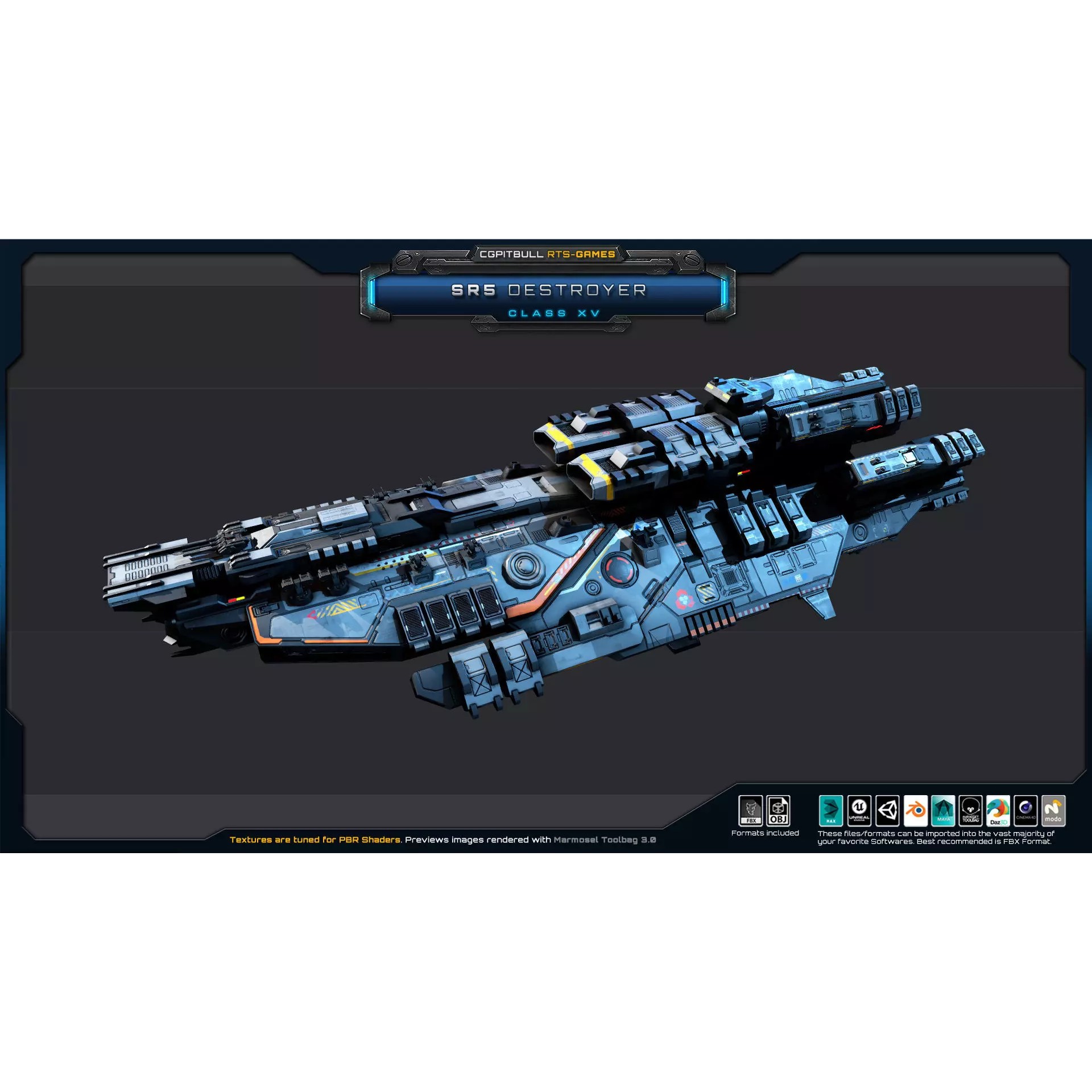 SR - Starships PACK - Low-Poly Game-Ready 3D Model - View 30