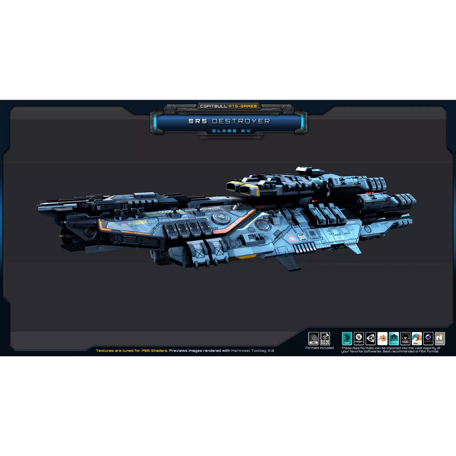 SR - Starships PACK - Low-Poly Game-Ready 3D Model - View 31