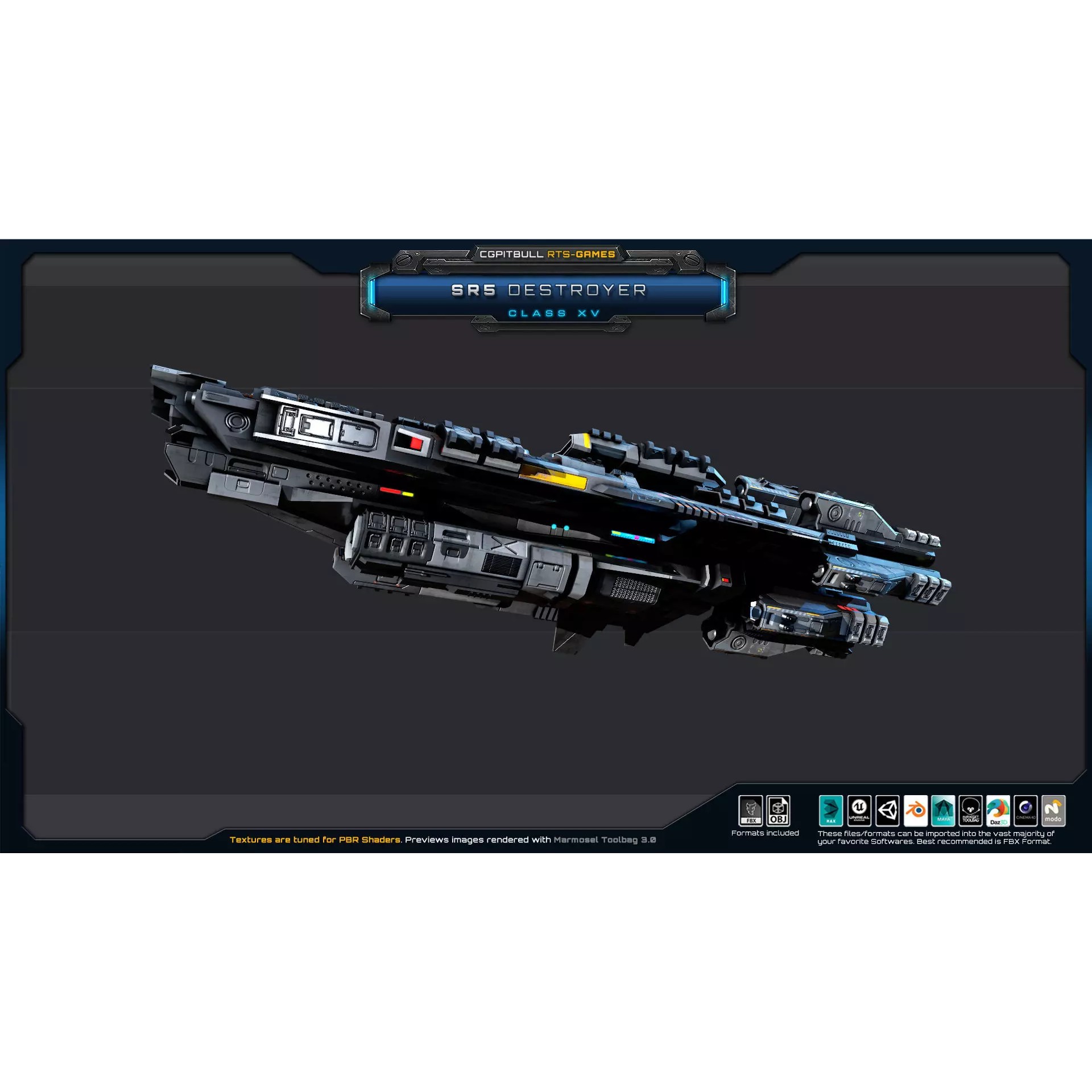 SR - Starships PACK - Low-Poly Game-Ready 3D Model - View 32