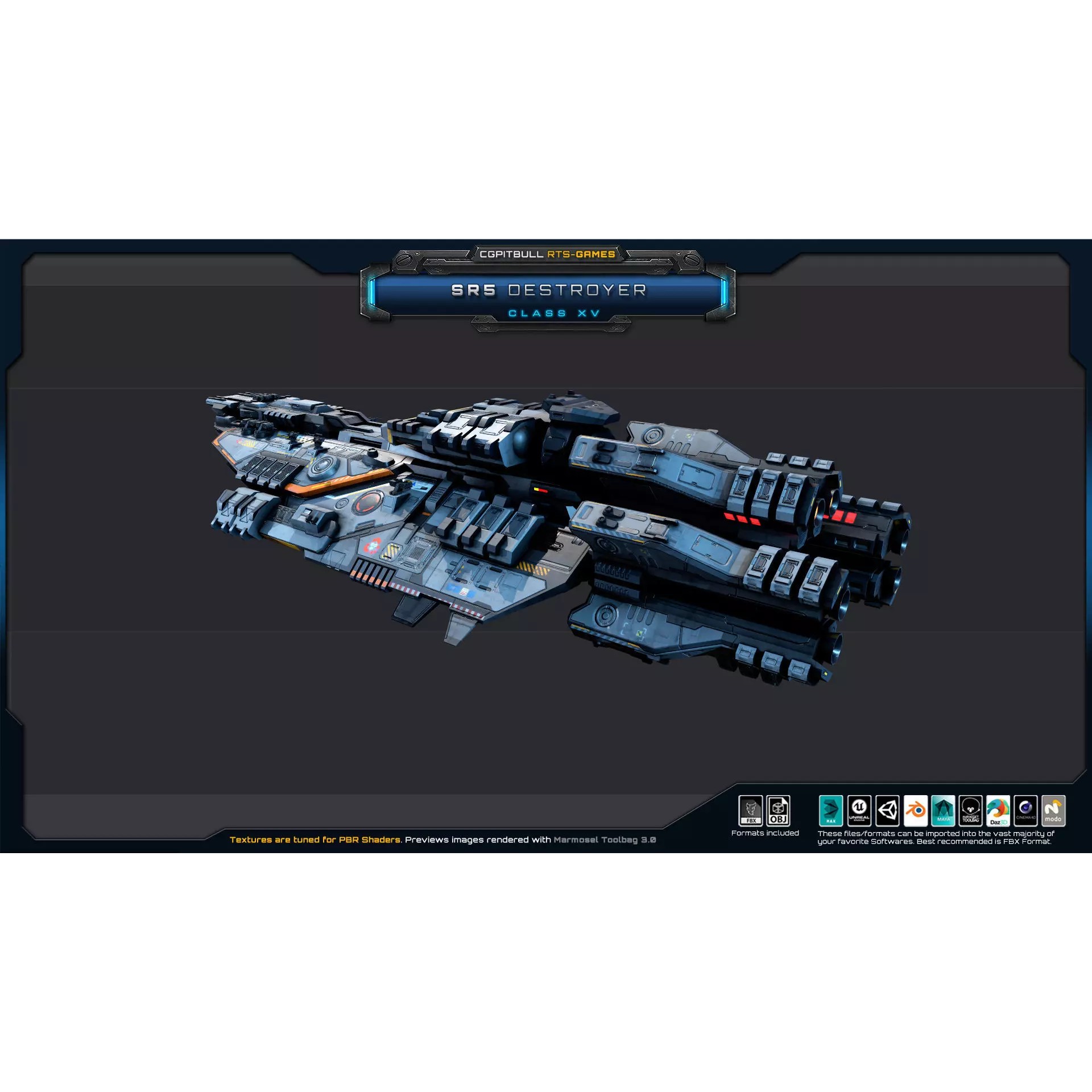 SR - Starships PACK - Low-Poly Game-Ready 3D Model - View 33