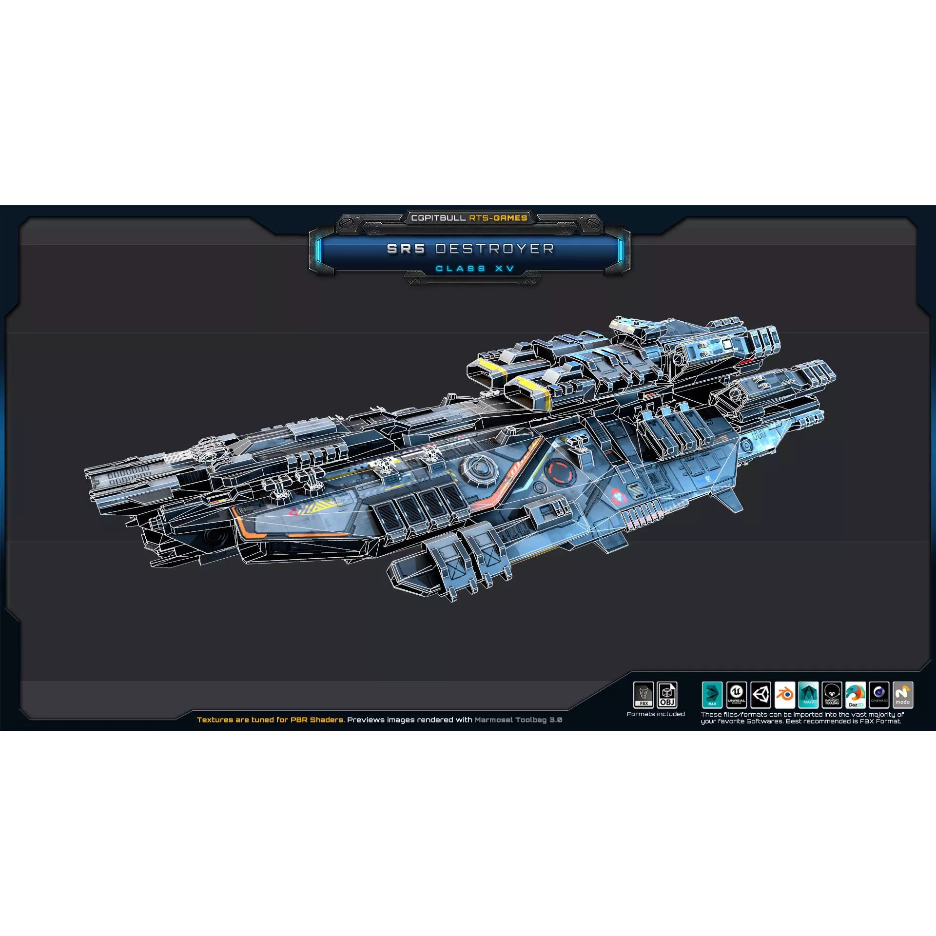 SR - Starships PACK - Low-Poly Game-Ready 3D Model - View 35