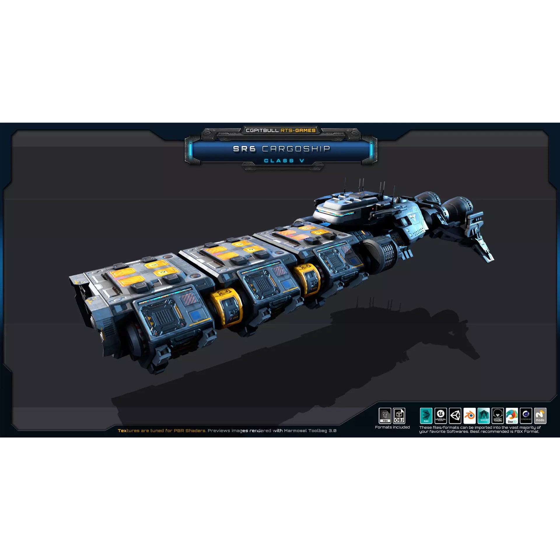 SR - Starships PACK - Low-Poly Game-Ready 3D Model - View 36