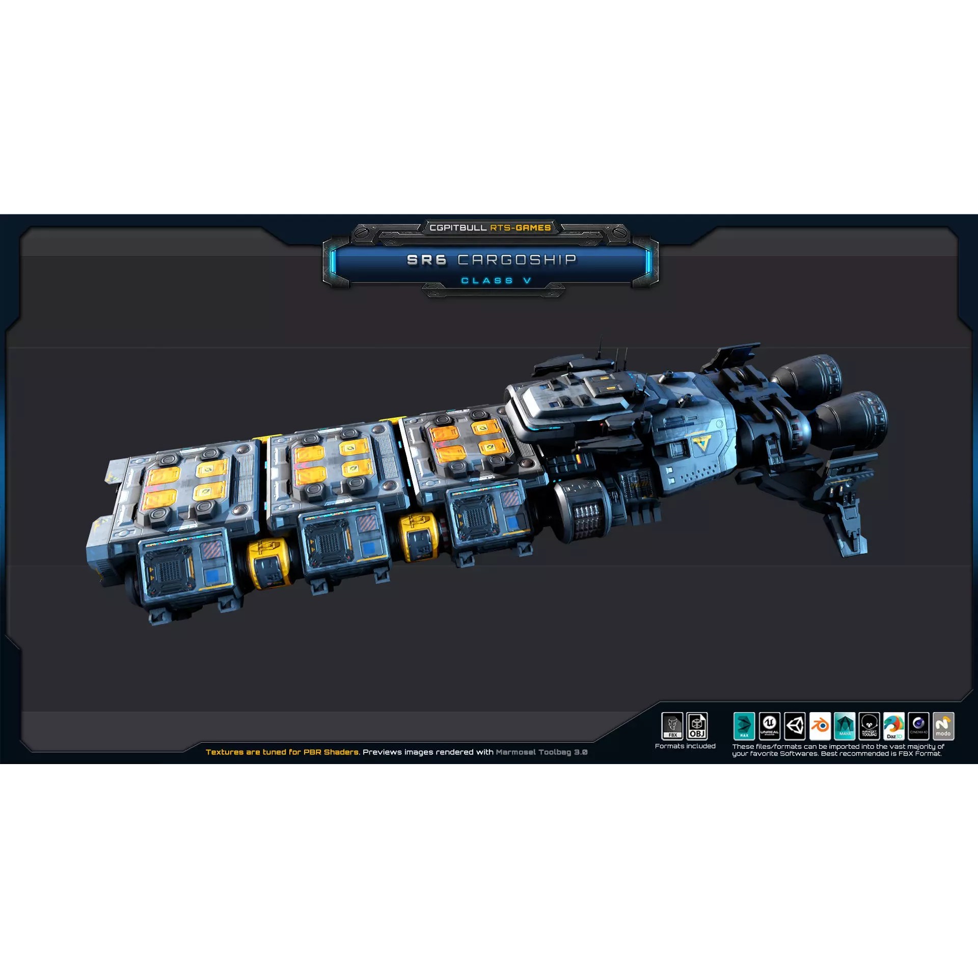 SR - Starships PACK - Low-Poly Game-Ready 3D Model - View 37