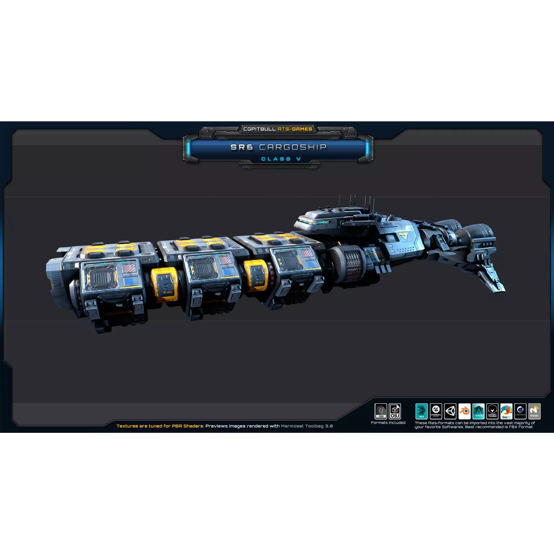 SR - Starships PACK - Low-Poly Game-Ready 3D Model - View 38
