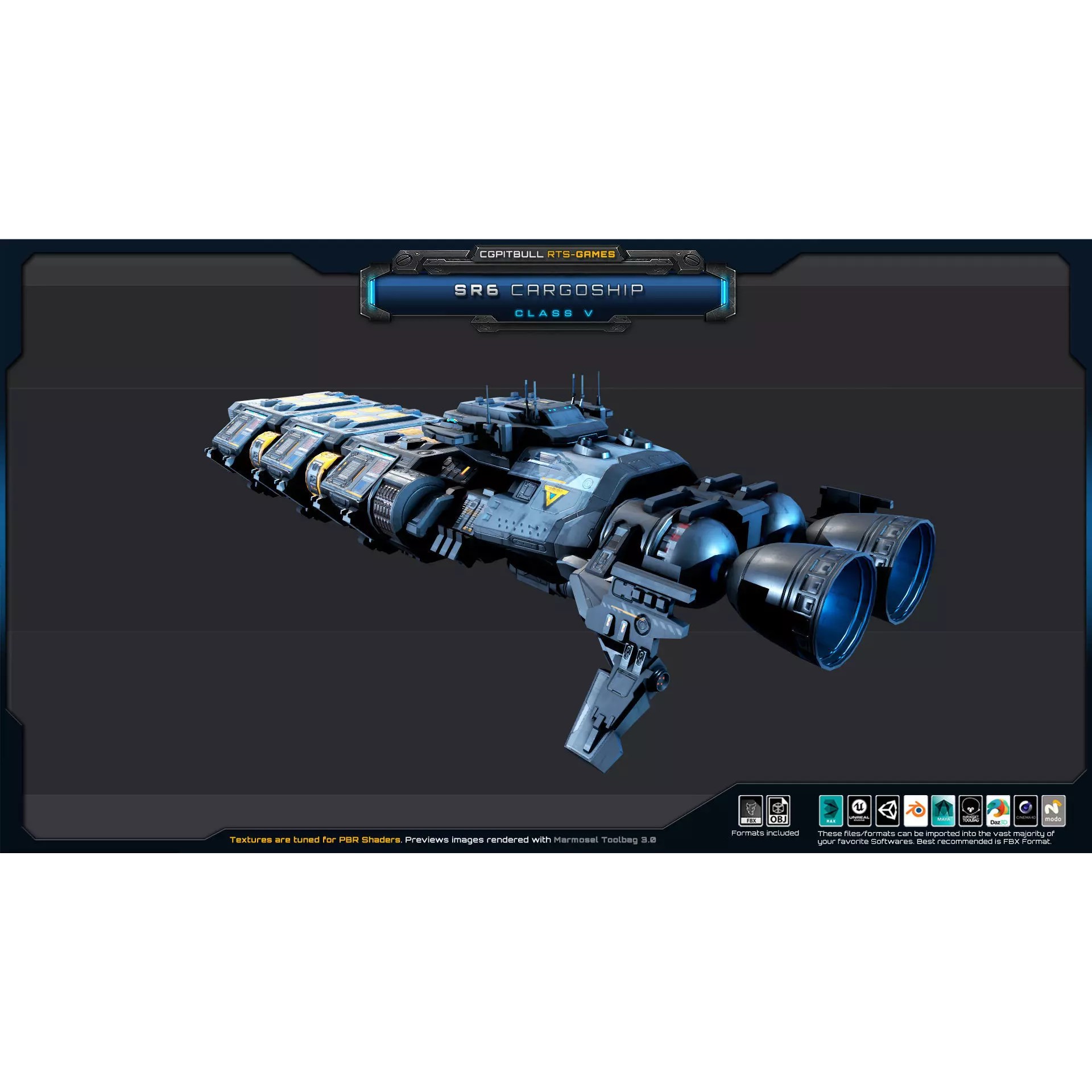SR - Starships PACK - Low-Poly Game-Ready 3D Model - View 39