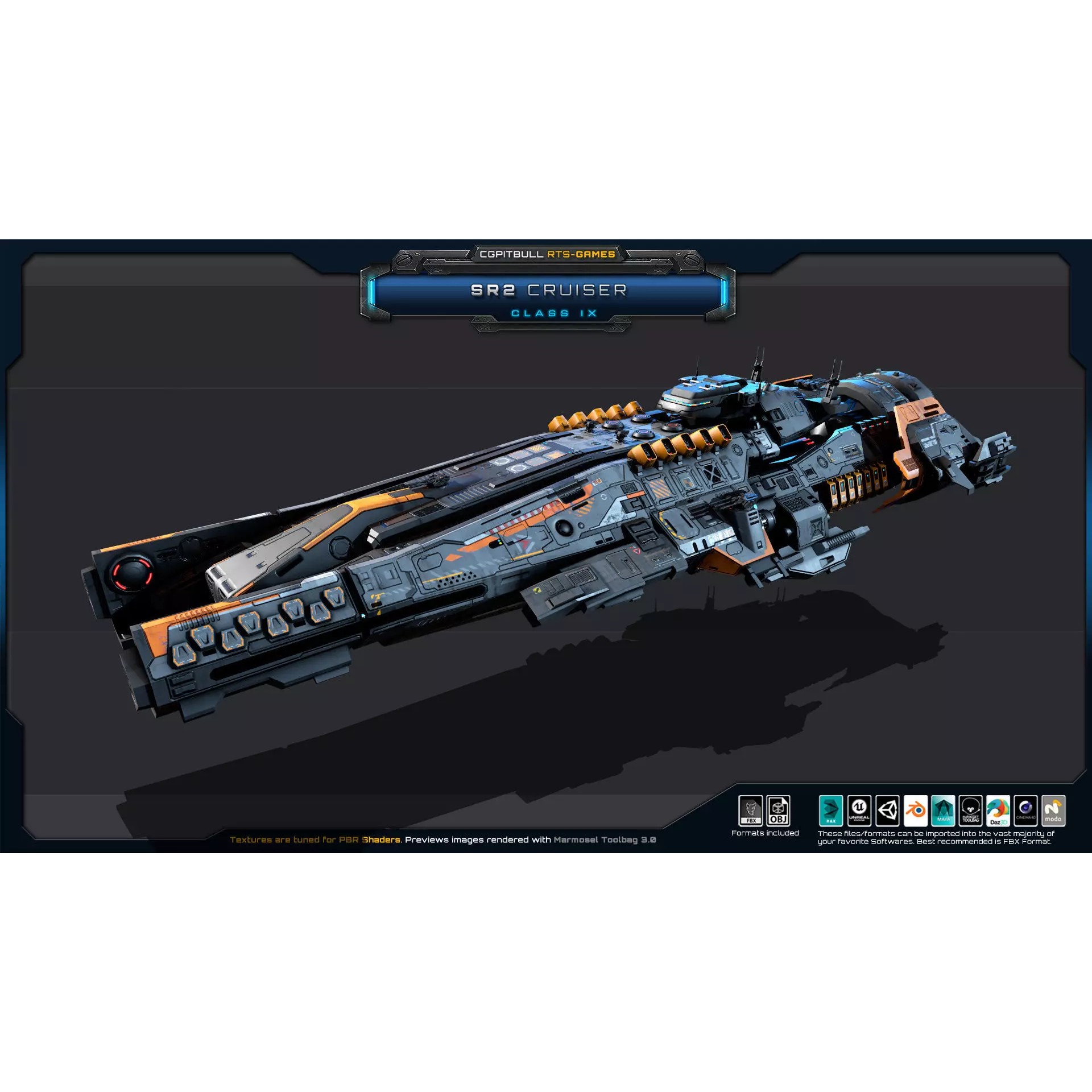 SR - Starships PACK - Low-Poly Game-Ready 3D Model - View 4