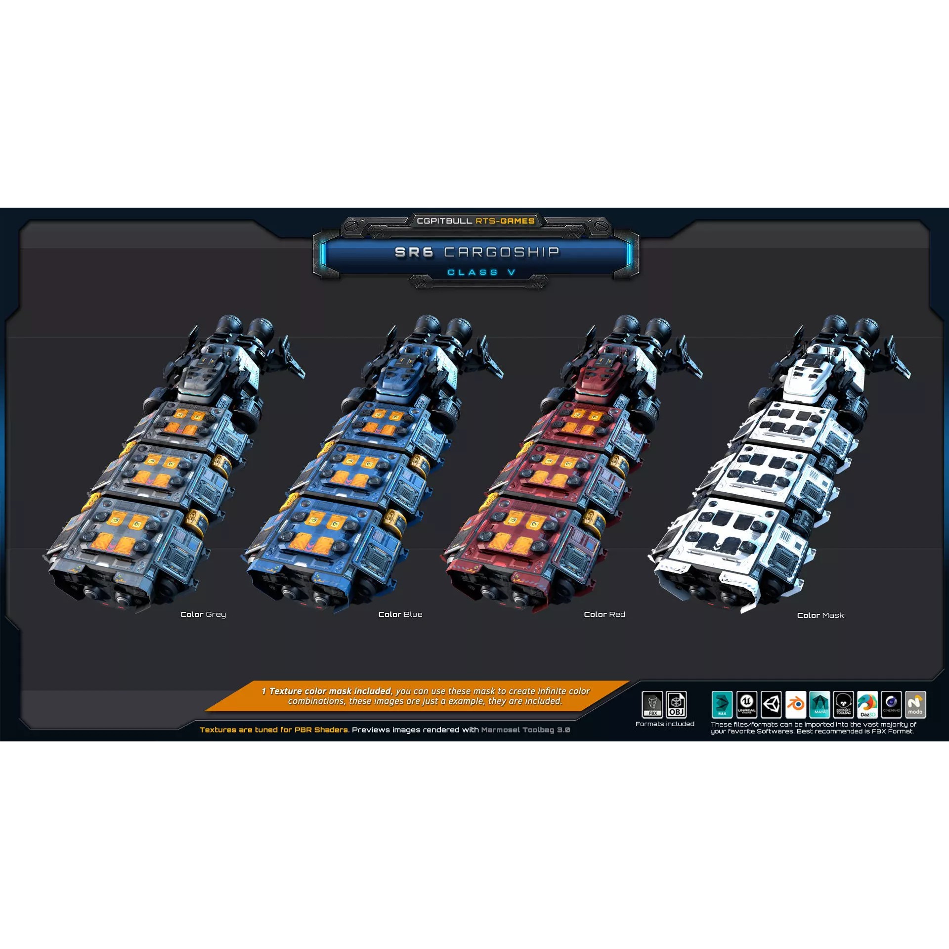 SR - Starships PACK - Low-Poly Game-Ready 3D Model - View 42