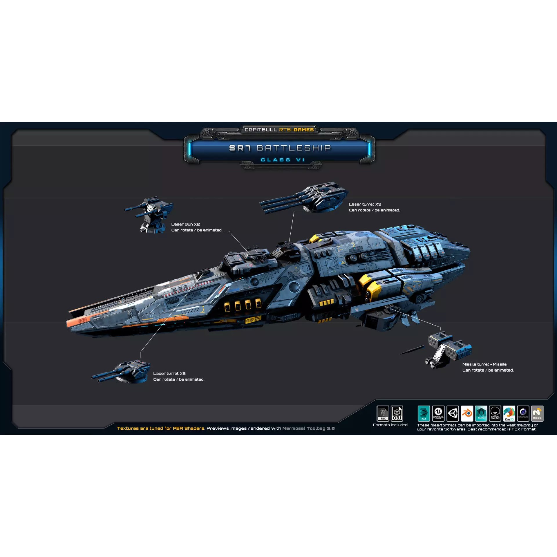 SR - Starships PACK - Low-Poly Game-Ready 3D Model - View 44