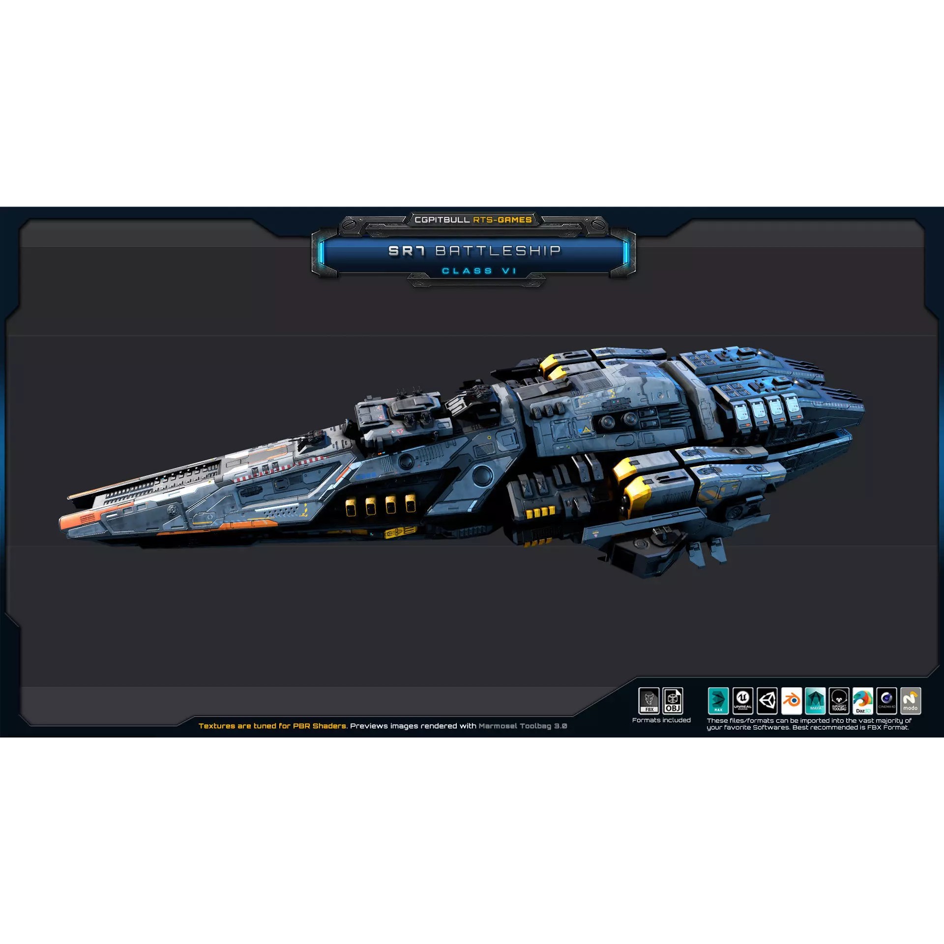 SR - Starships PACK - Low-Poly Game-Ready 3D Model - View 45