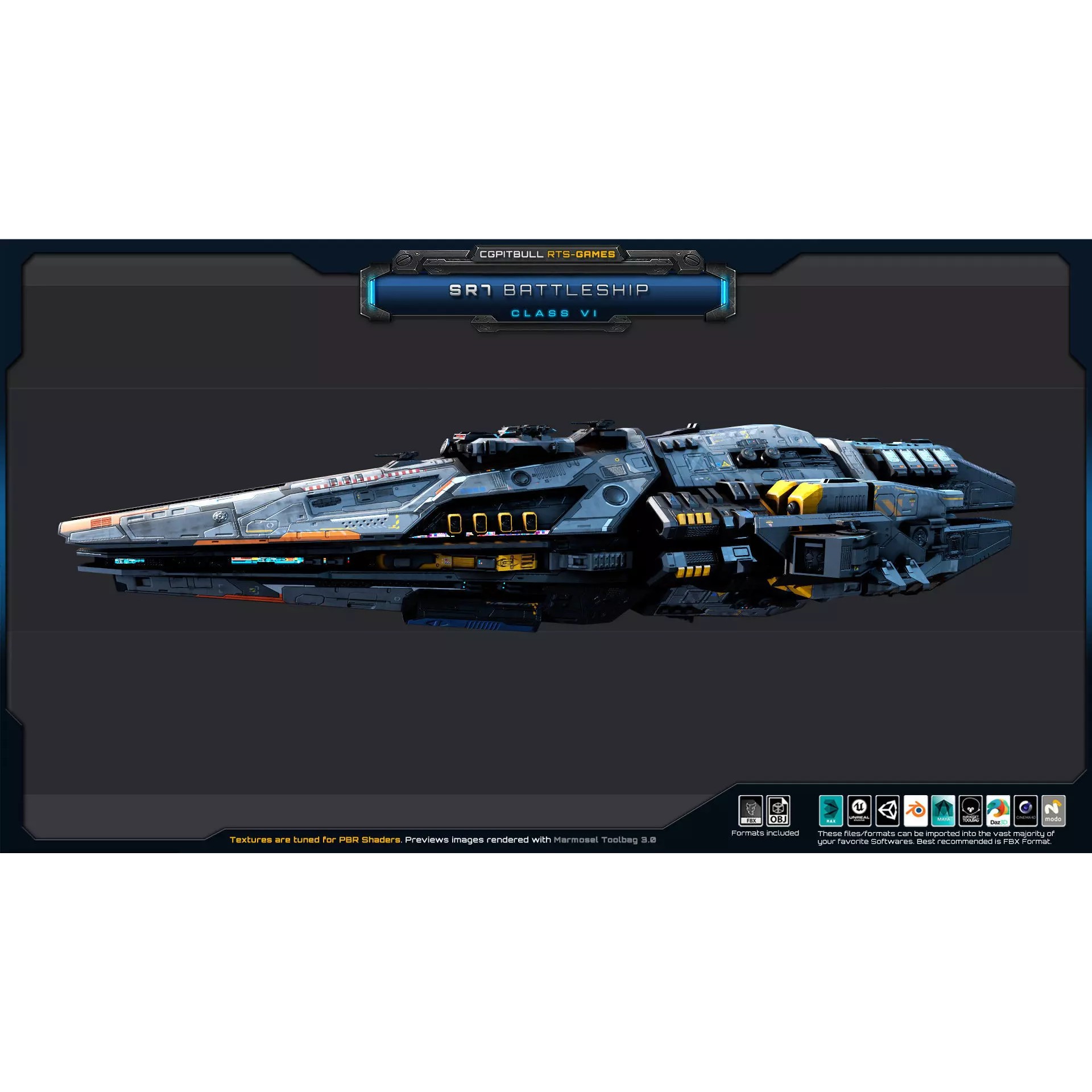 SR - Starships PACK - Low-Poly Game-Ready 3D Model - View 46