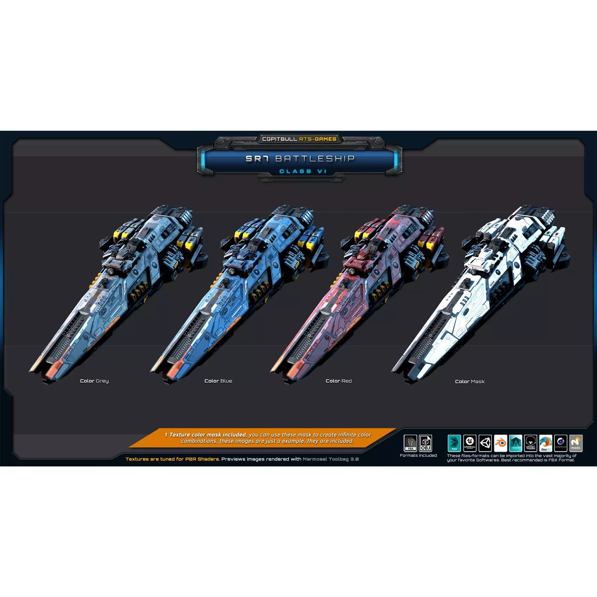 SR - Starships PACK - Low-Poly Game-Ready 3D Model - View 49
