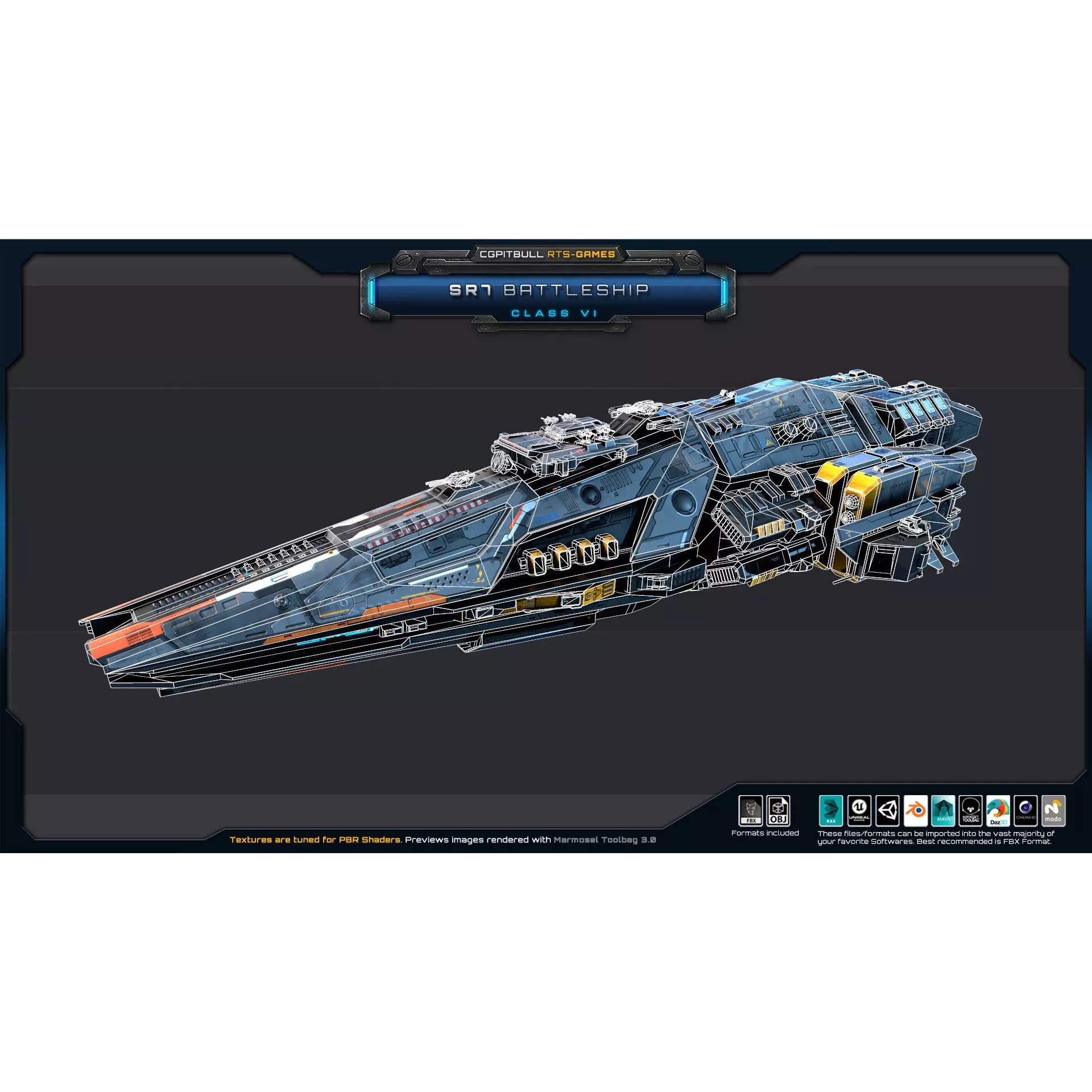 SR - Starships PACK - Low-Poly Game-Ready 3D Model - View 50