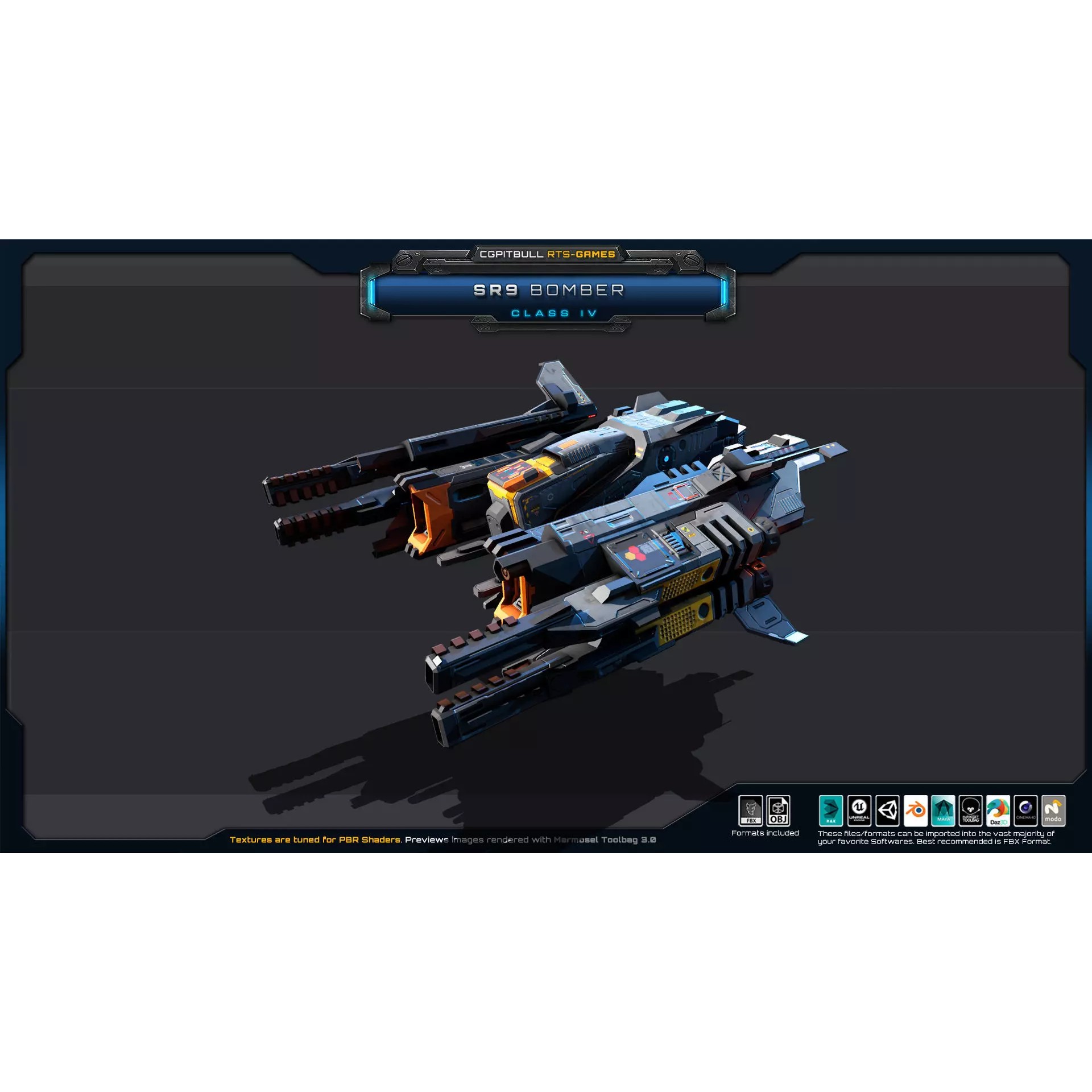 SR - Starships PACK - Low-Poly Game-Ready 3D Model - View 57