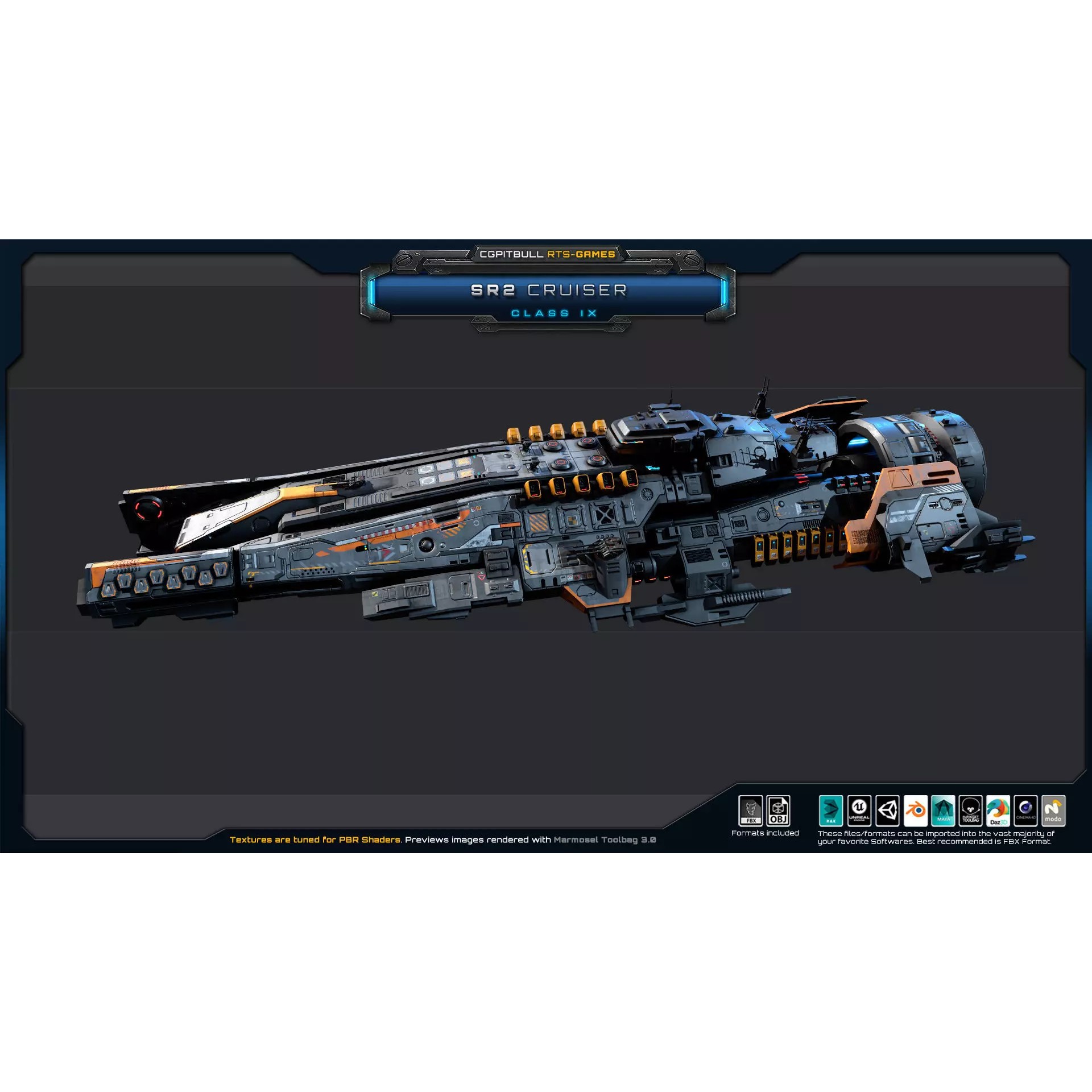 SR - Starships PACK - Low-Poly Game-Ready 3D Model - View 6