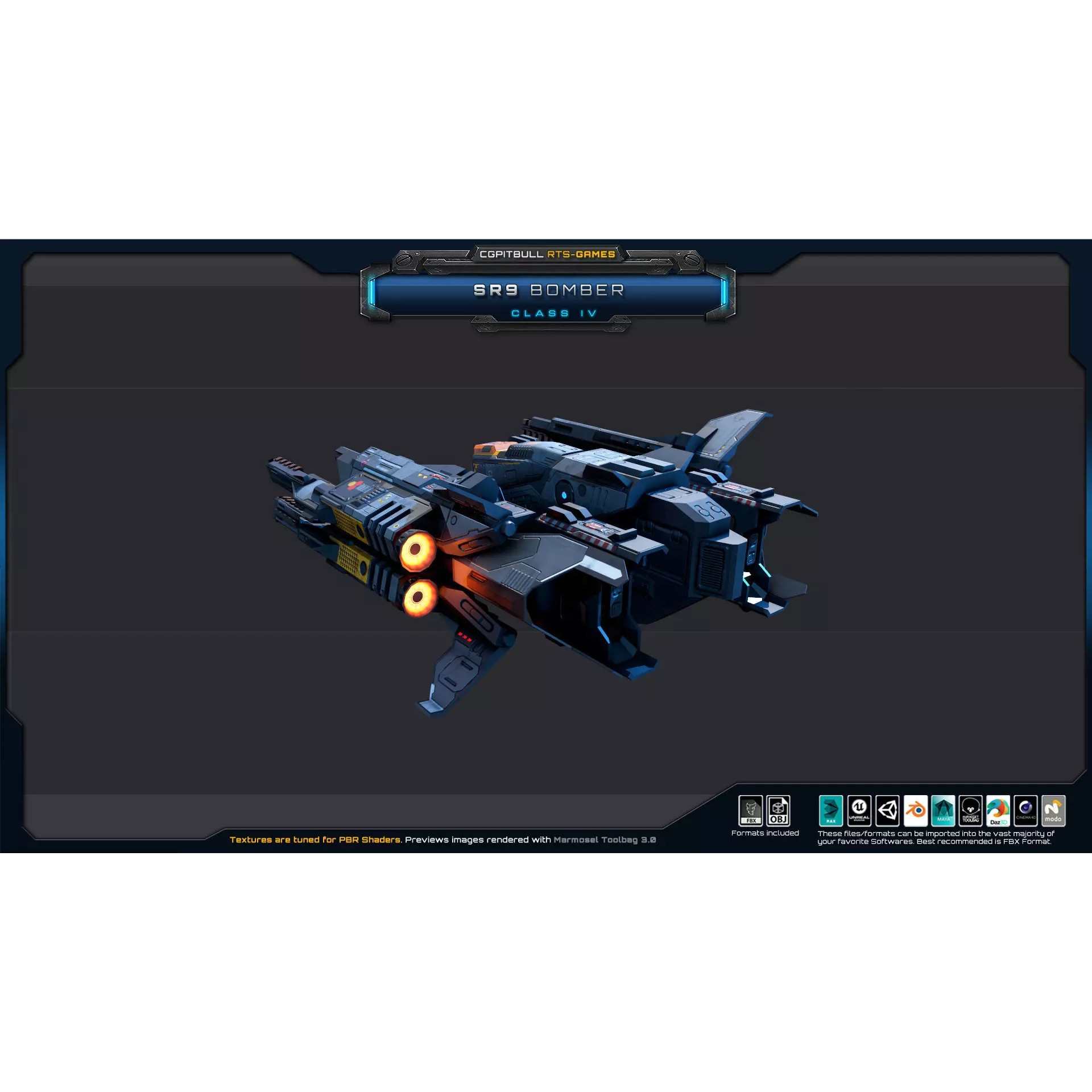 SR - Starships PACK - Low-Poly Game-Ready 3D Model - View 60