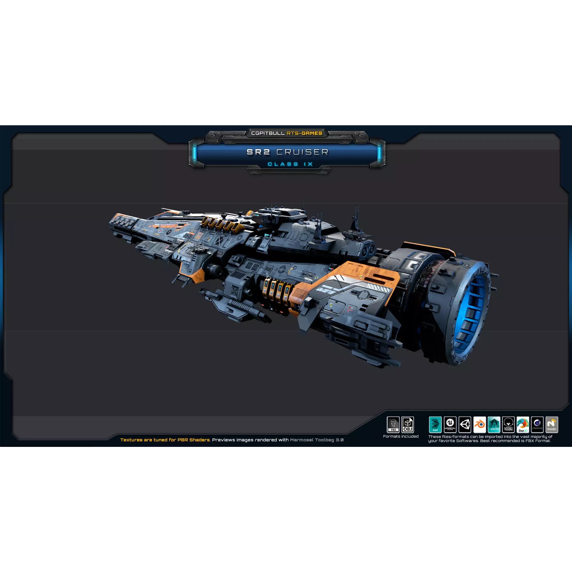 SR - Starships PACK - Low-Poly Game-Ready 3D Model - View 8