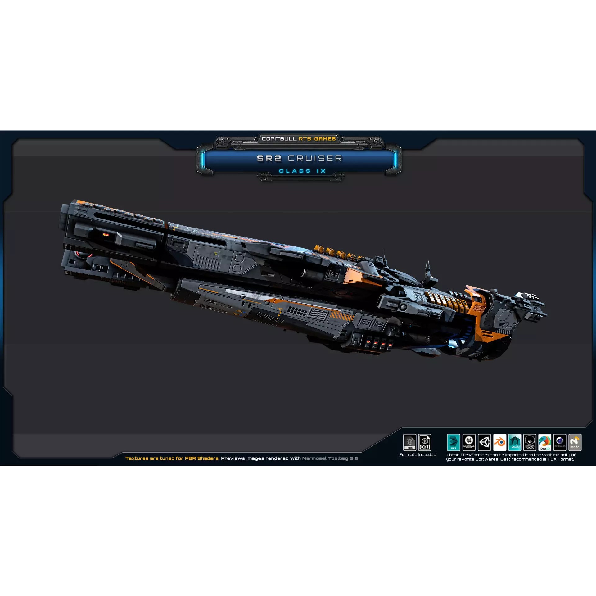 SR - Starships PACK - Low-Poly Game-Ready 3D Model - View 9