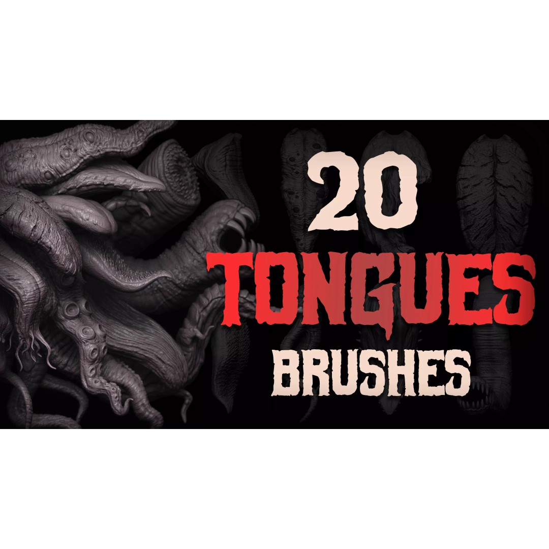 Tongues 3D Model – IMM Brushes & OBJ Files for Zbrush, Blender - View 2