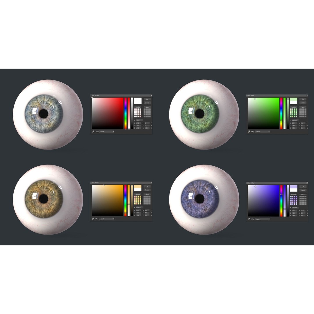 Human Eyes 3D Model – Low Poly Realistic Eye Collection, FBX - View 12