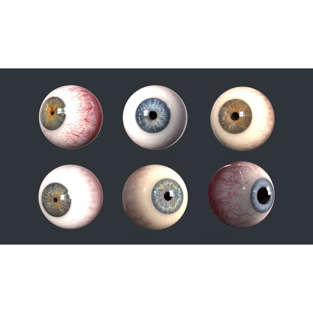 Human Eyes 3D Model – Low Poly Realistic Eye Collection, FBX - View 4