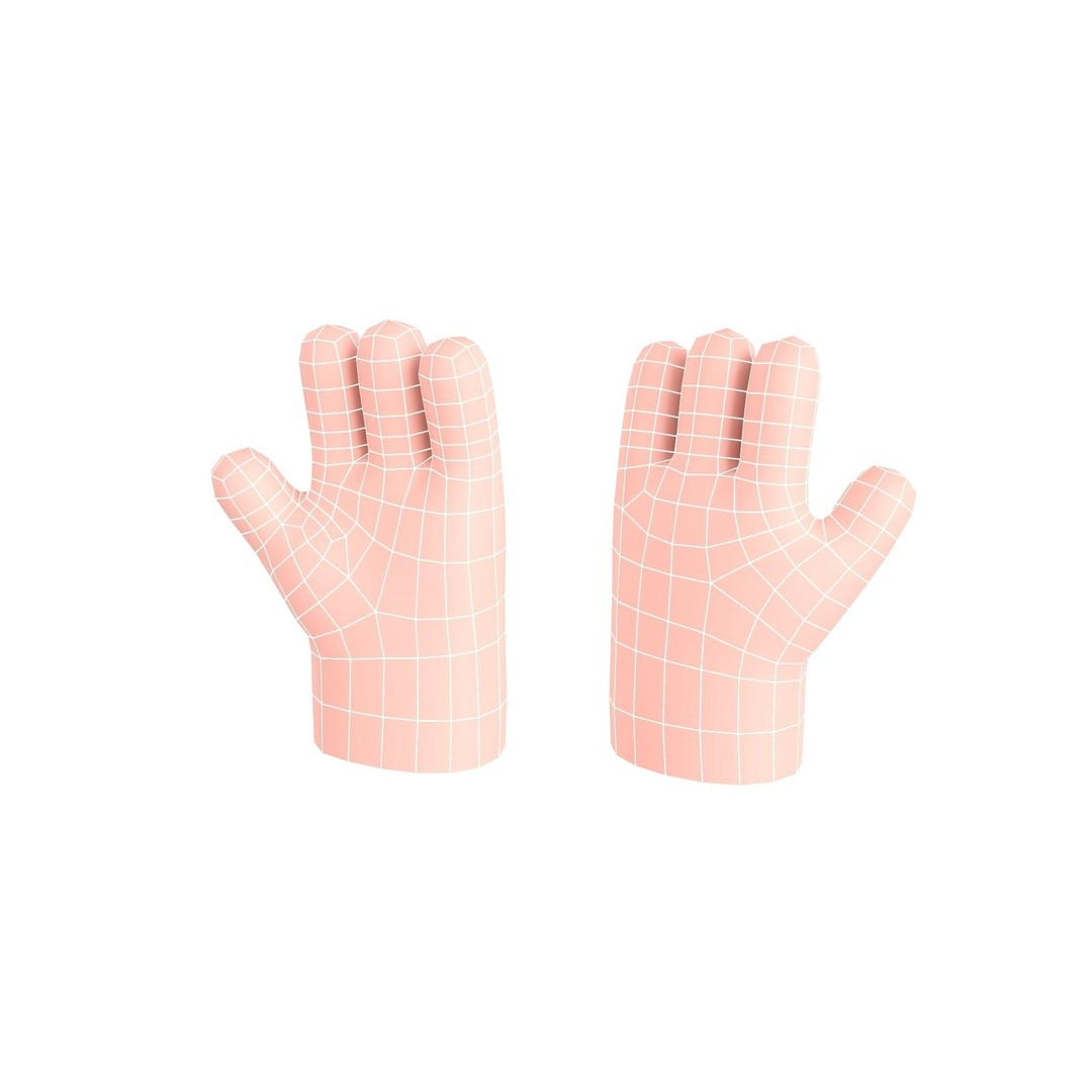 Cartoon Hand 3D Model – Low Poly Game Asset, FBX, Blender - View 3