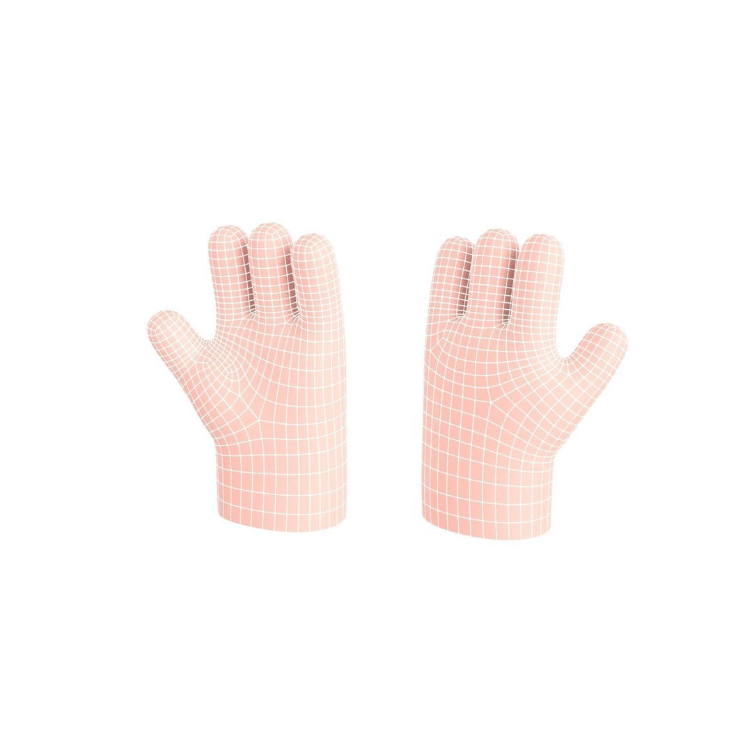 Cartoon Hand 3D Model – Low Poly Game Asset, FBX, Blender - View 4