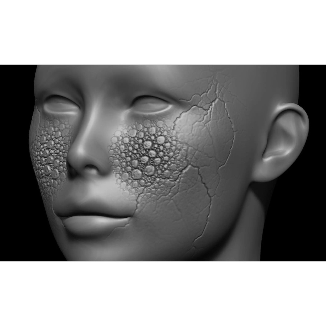 Zombie Skin Brush 3D Model – Alpha Brush Set for Blender & Zbrush - View 12