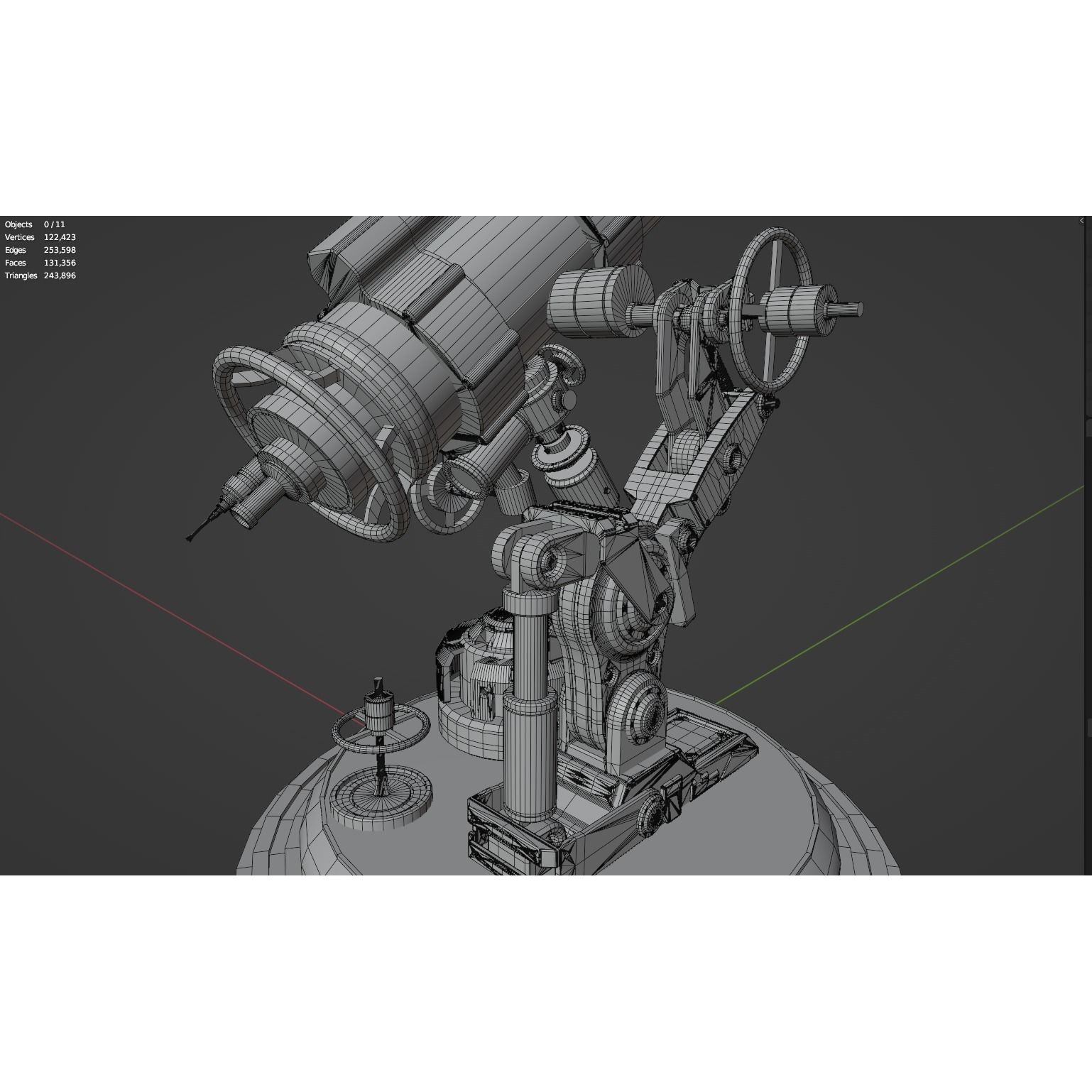 Astronomical Telescope - Untextured 3D Model