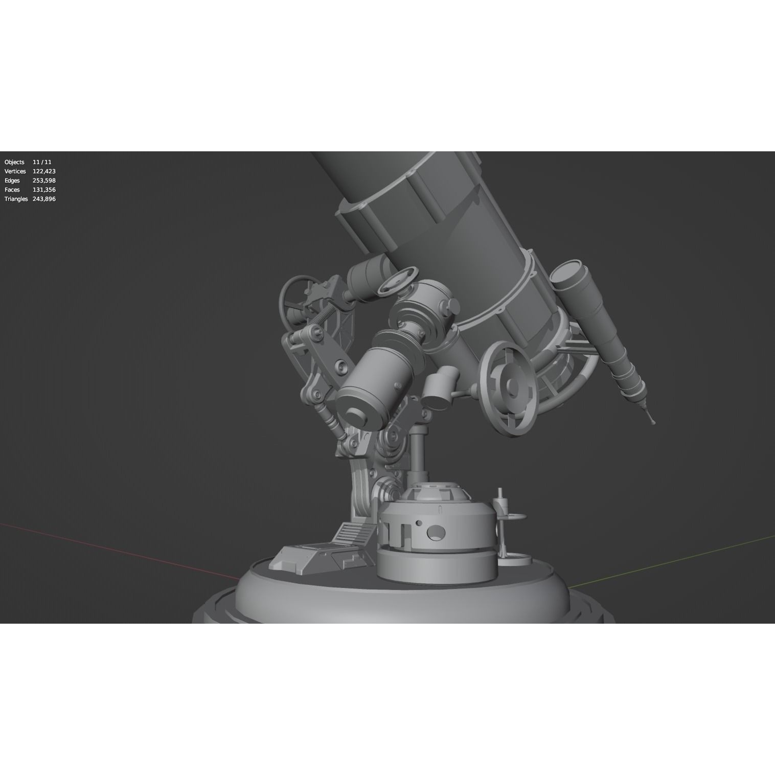 Astronomical Telescope - Untextured 3D Model - View 10