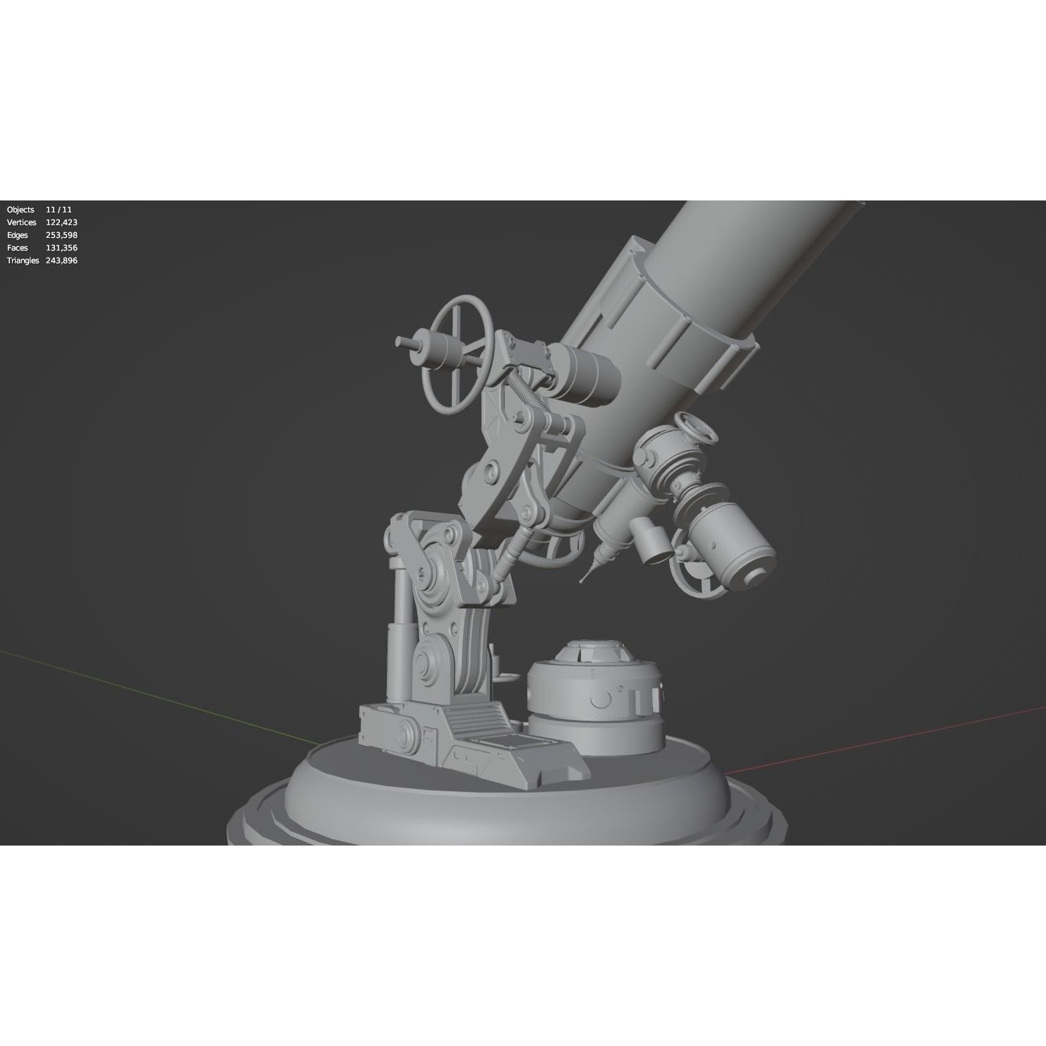 Astronomical Telescope - Untextured 3D Model - View 11
