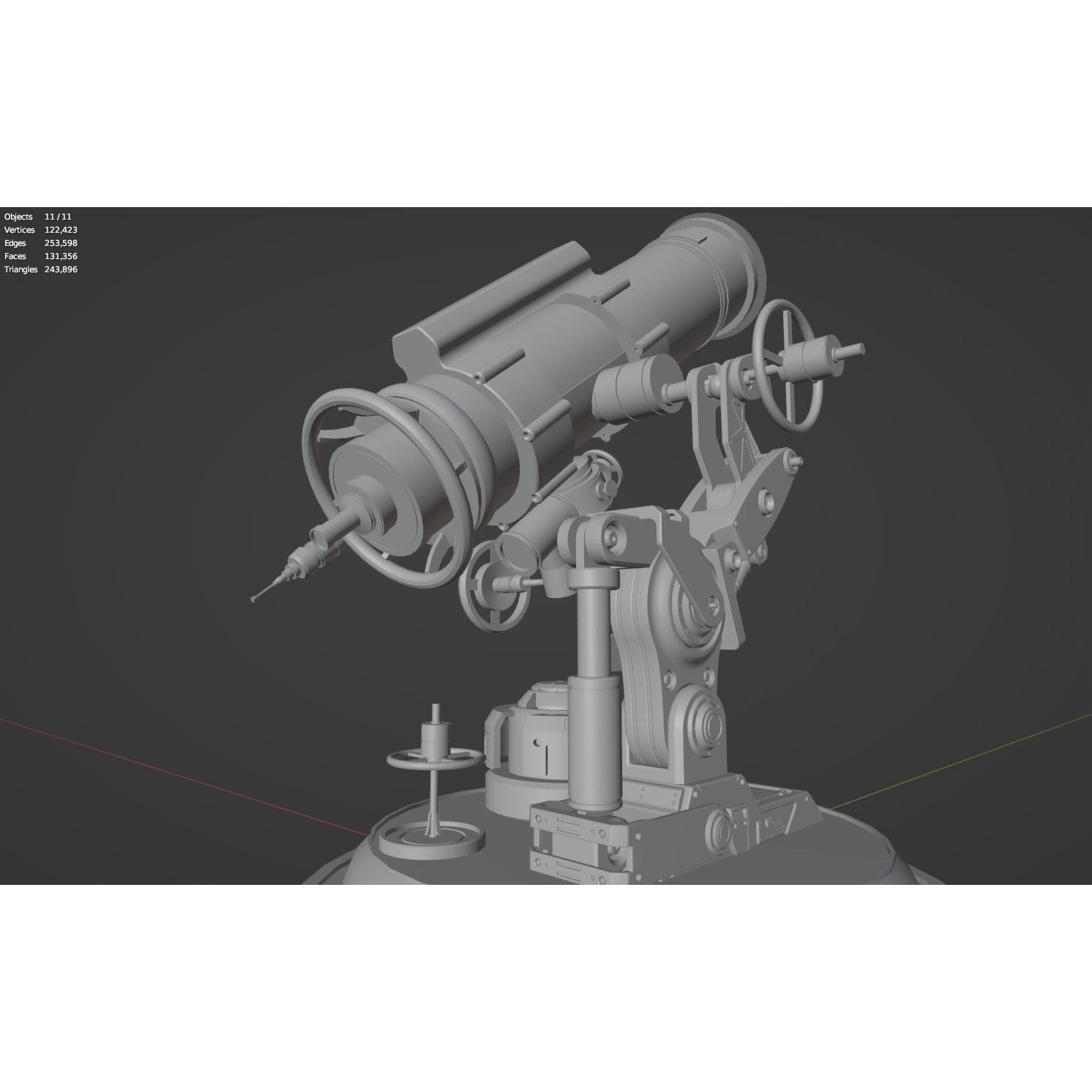 Astronomical Telescope - Untextured 3D Model - View 12