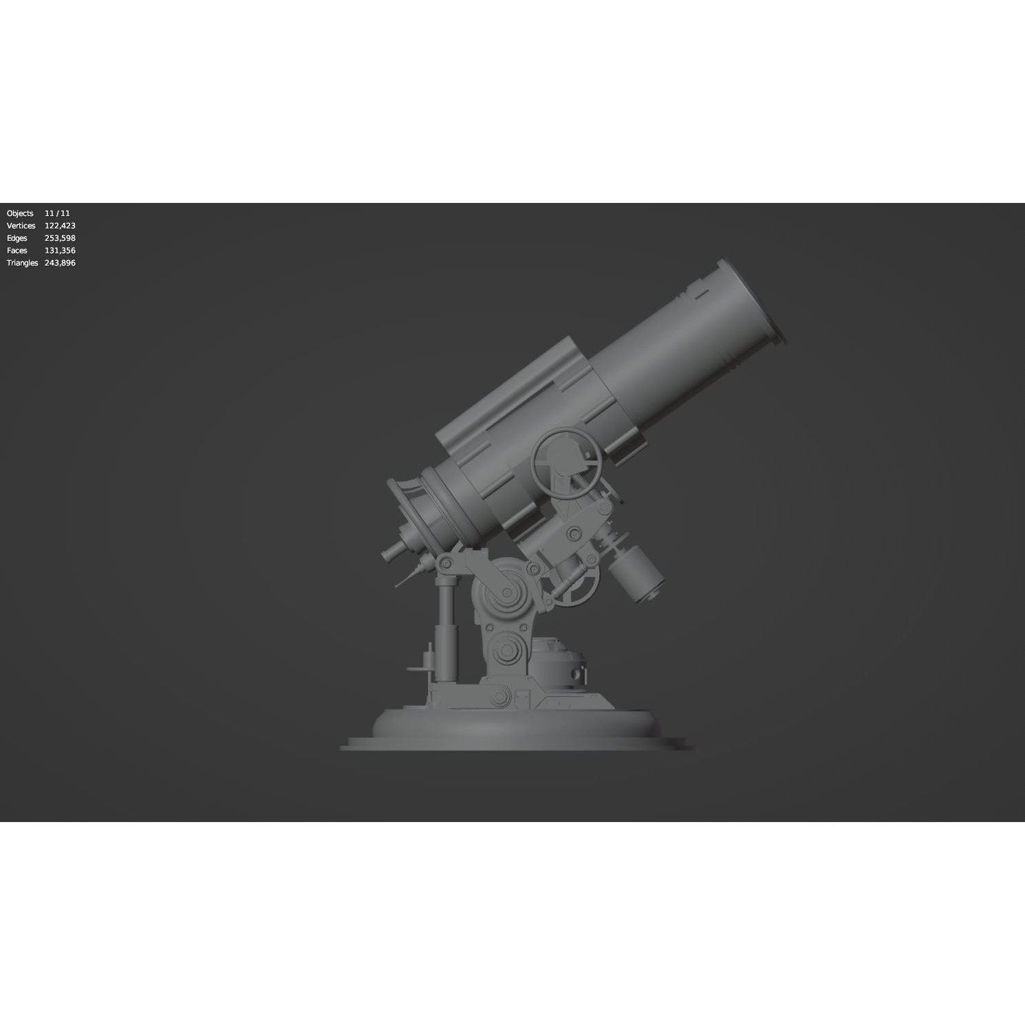 Astronomical Telescope - Untextured 3D Model - View 13