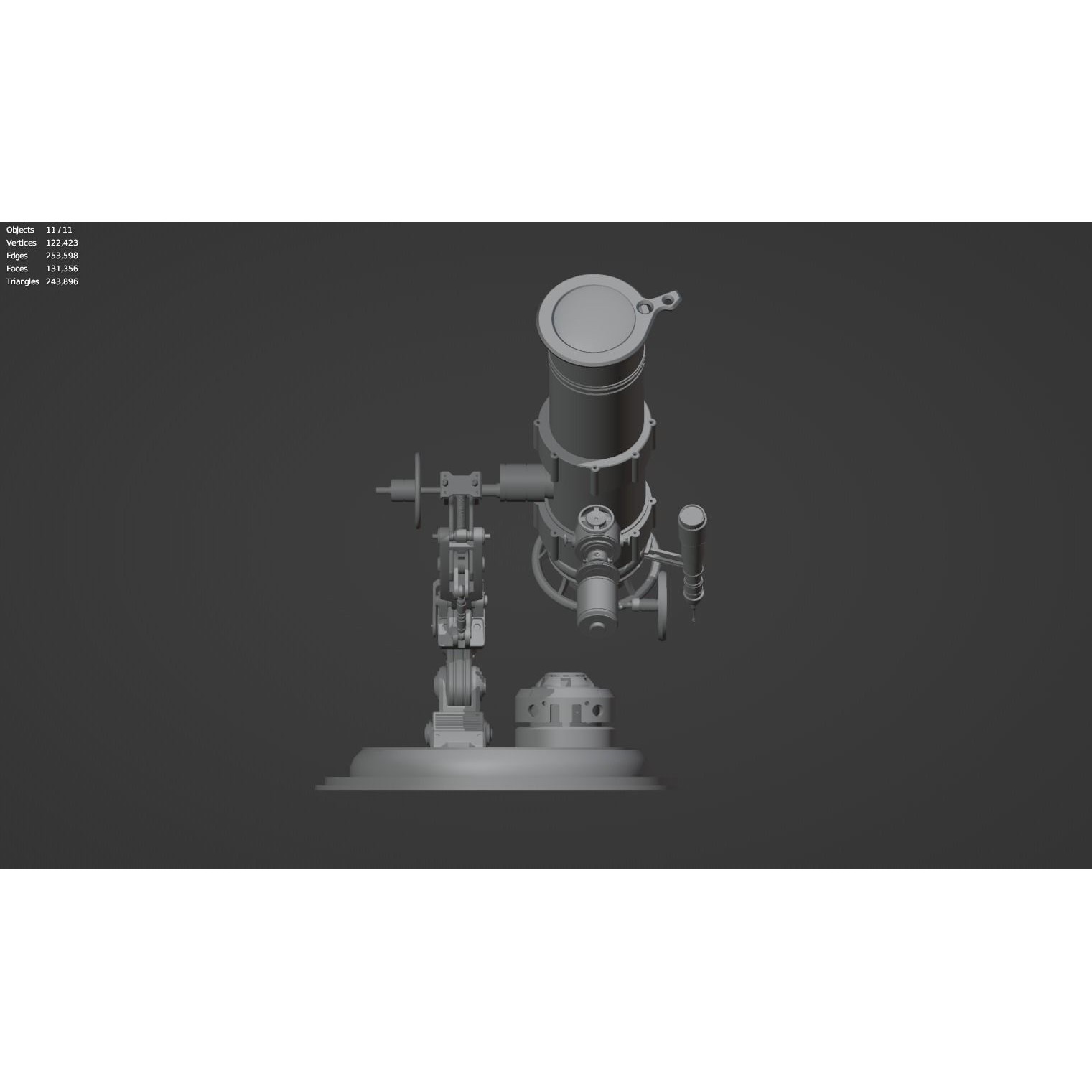 Astronomical Telescope - Untextured 3D Model - View 14