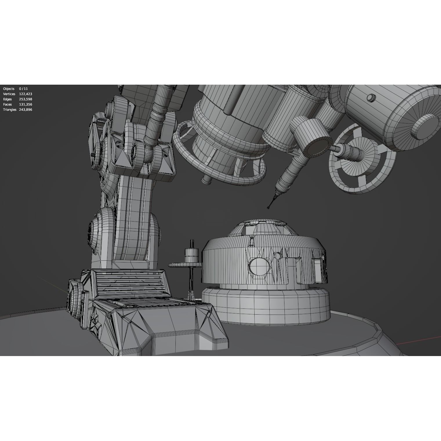 Astronomical Telescope - Untextured 3D Model - View 18