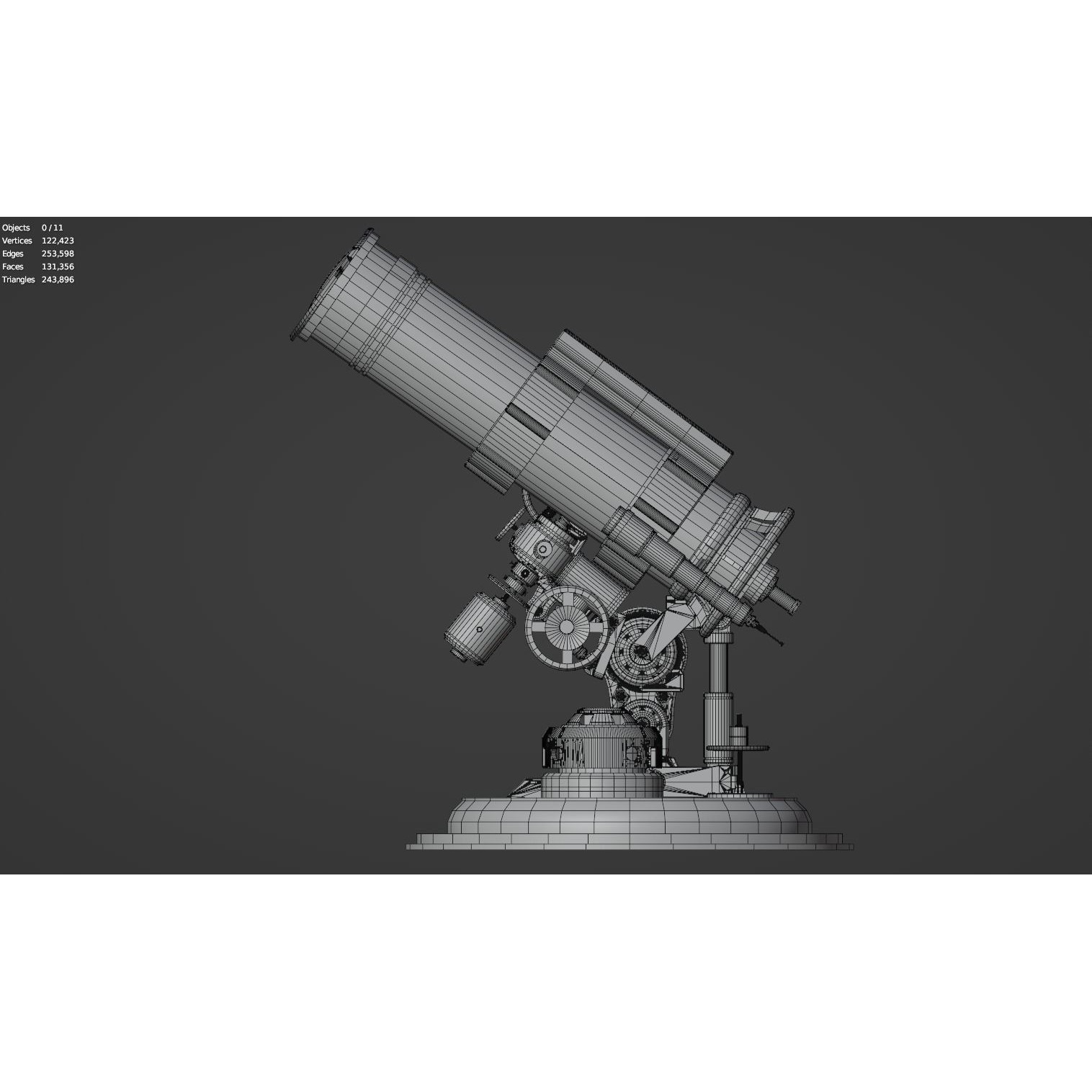 Astronomical Telescope - Untextured 3D Model - View 19