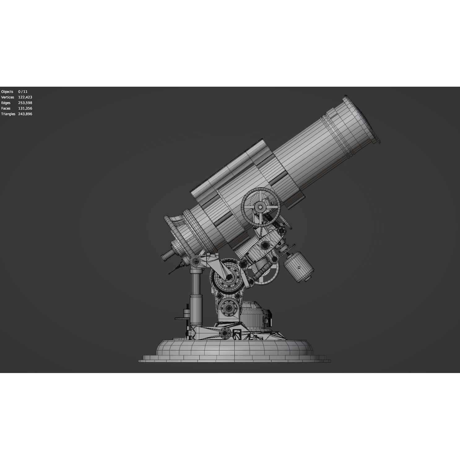 Astronomical Telescope - Untextured 3D Model - View 21
