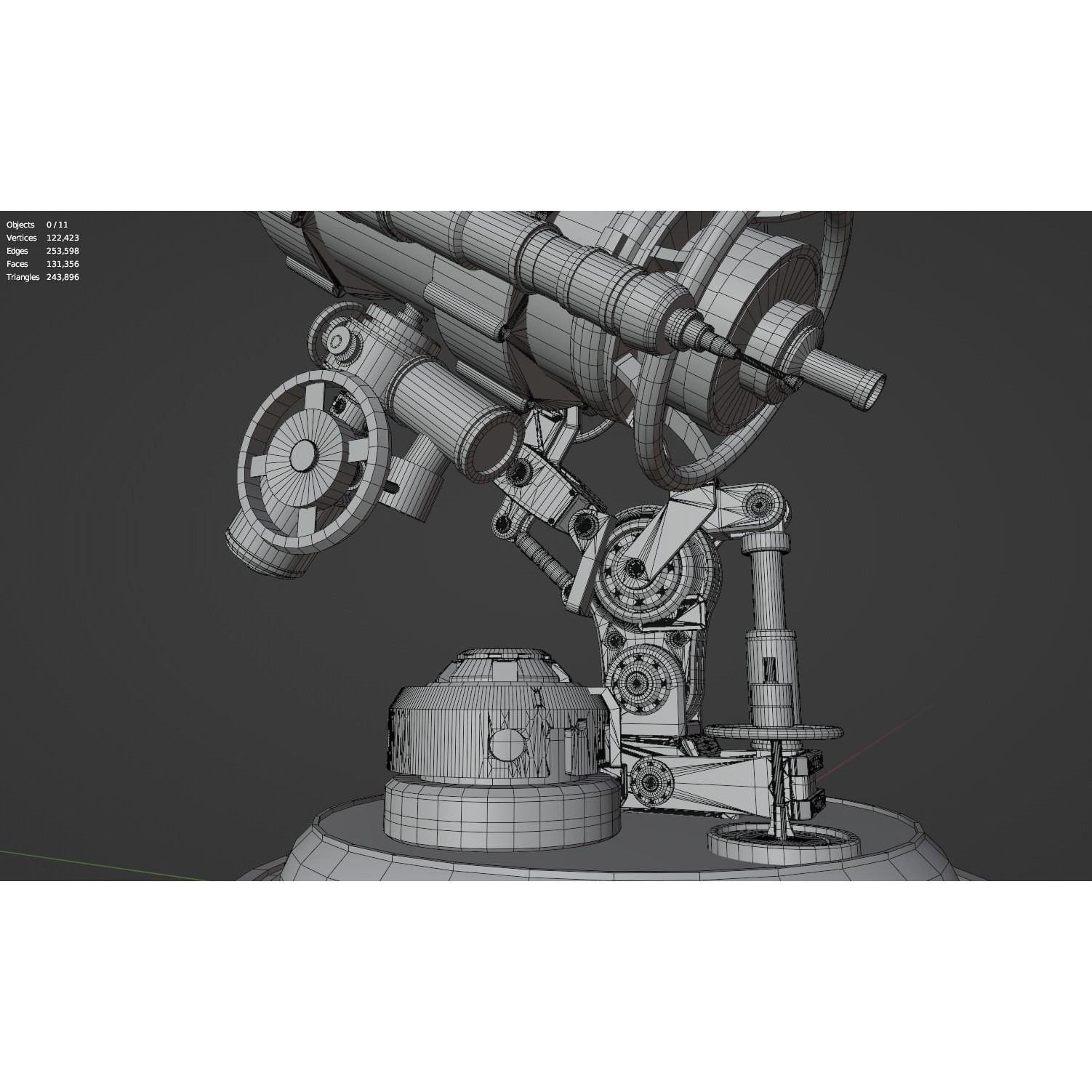 Astronomical Telescope - Untextured 3D Model - View 22