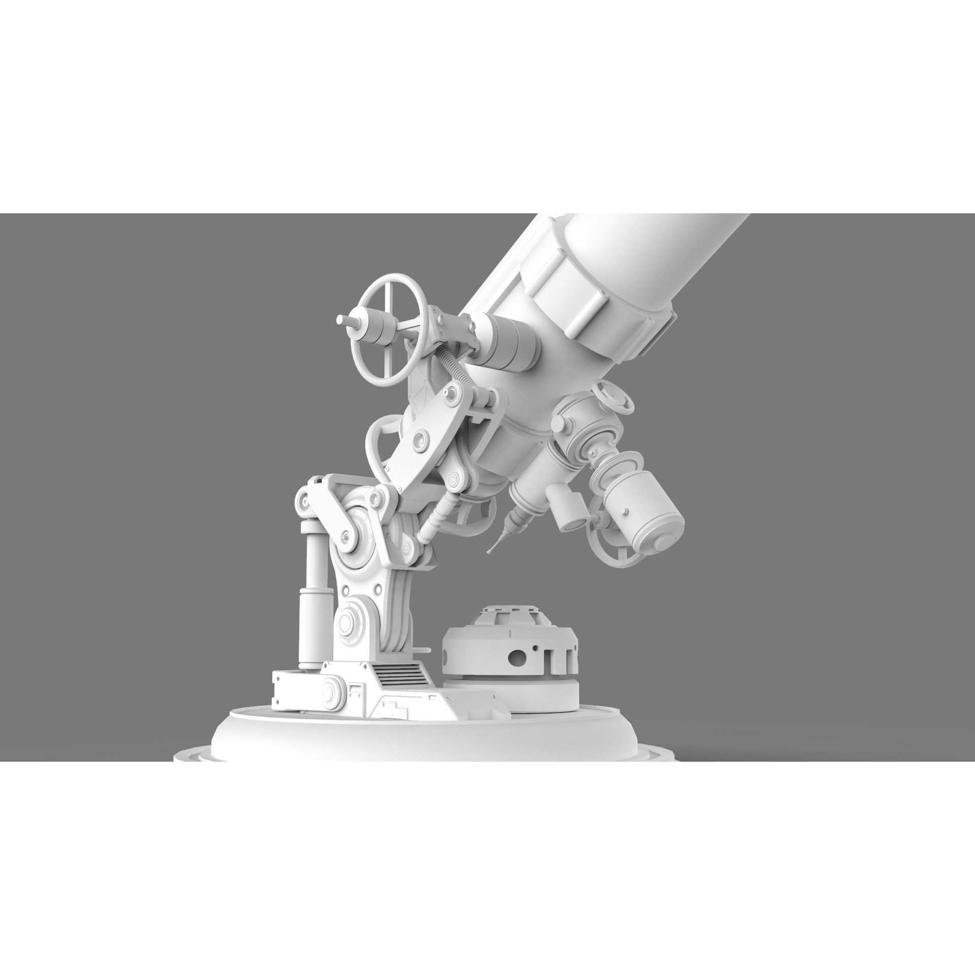 Astronomical Telescope - Untextured 3D Model - View 3