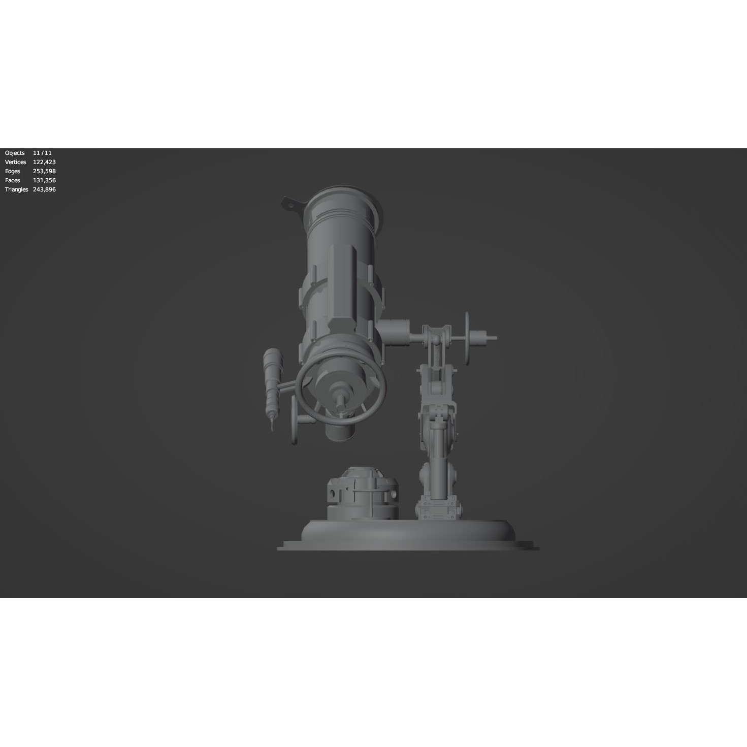 Astronomical Telescope - Untextured 3D Model - View 8