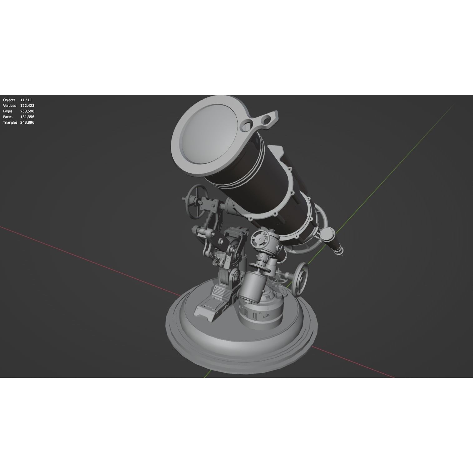 Astronomical Telescope - Untextured 3D Model - View 9