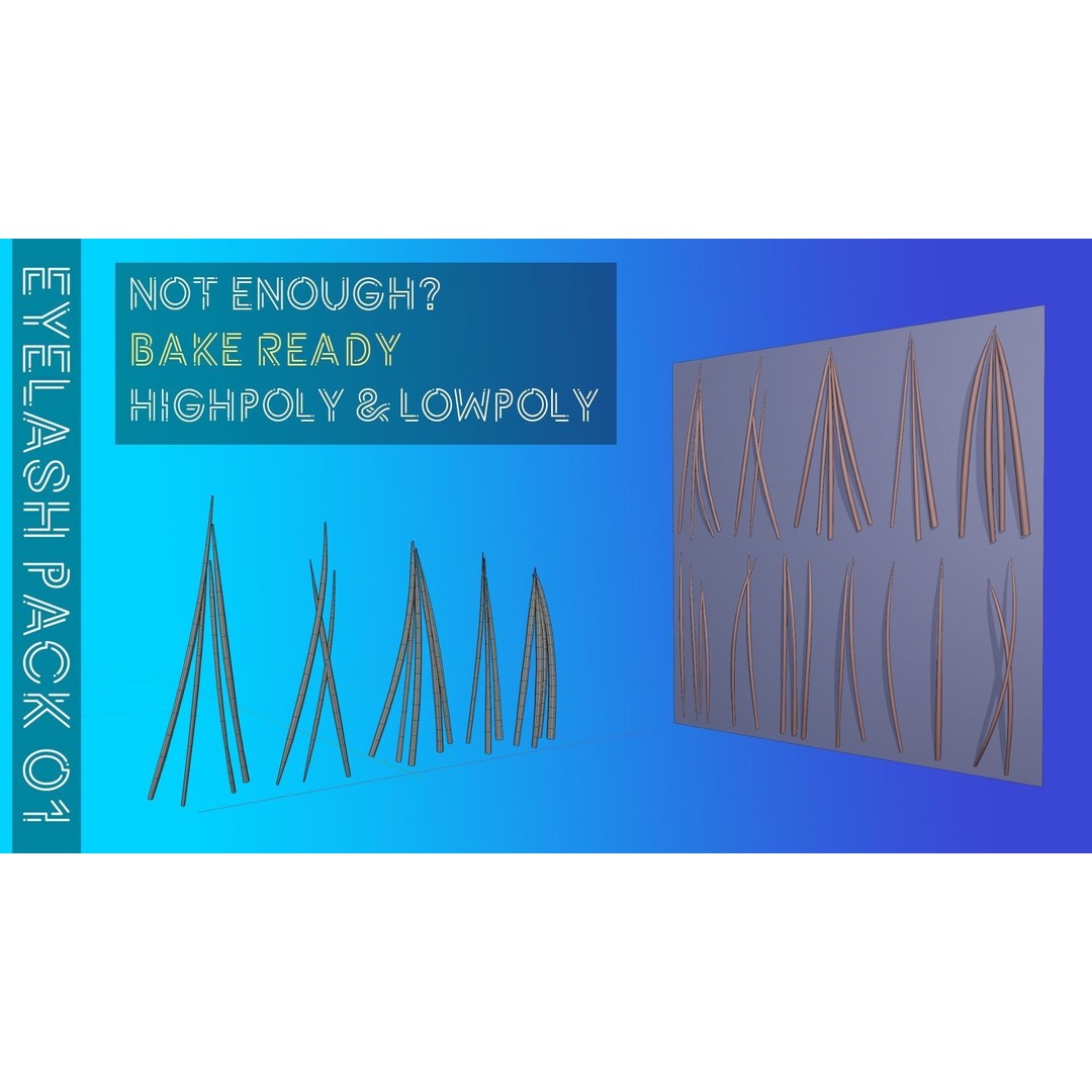 Eyelashes Pack 01 3D Model – Low Poly Haircards, Blender & Maya - View 18