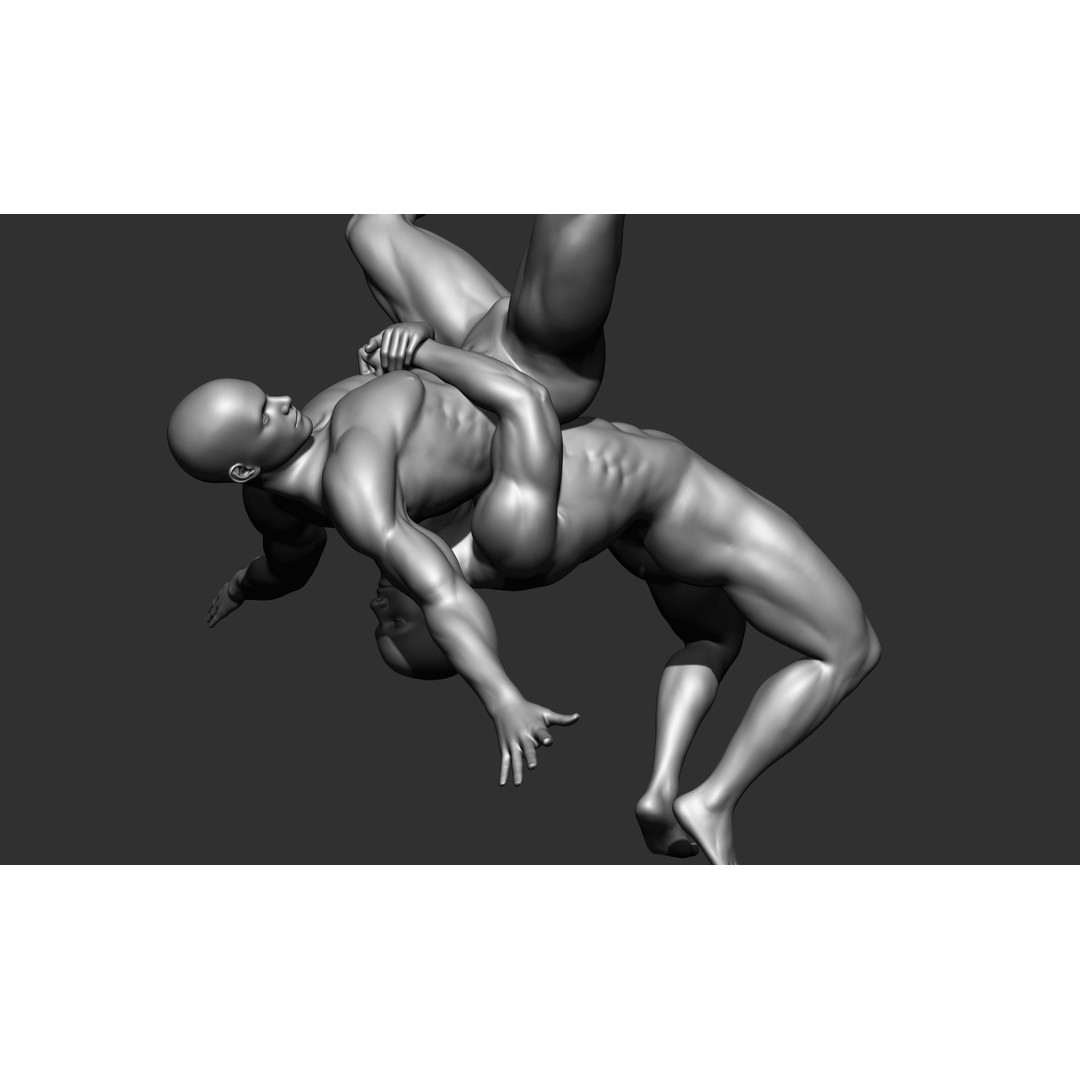 Fighting Poses 3D Model – Full Body Character Pack, OBJ & ZTL - View 10