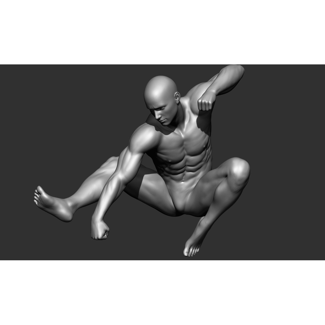 Fighting Poses 3D Model – Full Body Character Pack, OBJ & ZTL - View 13