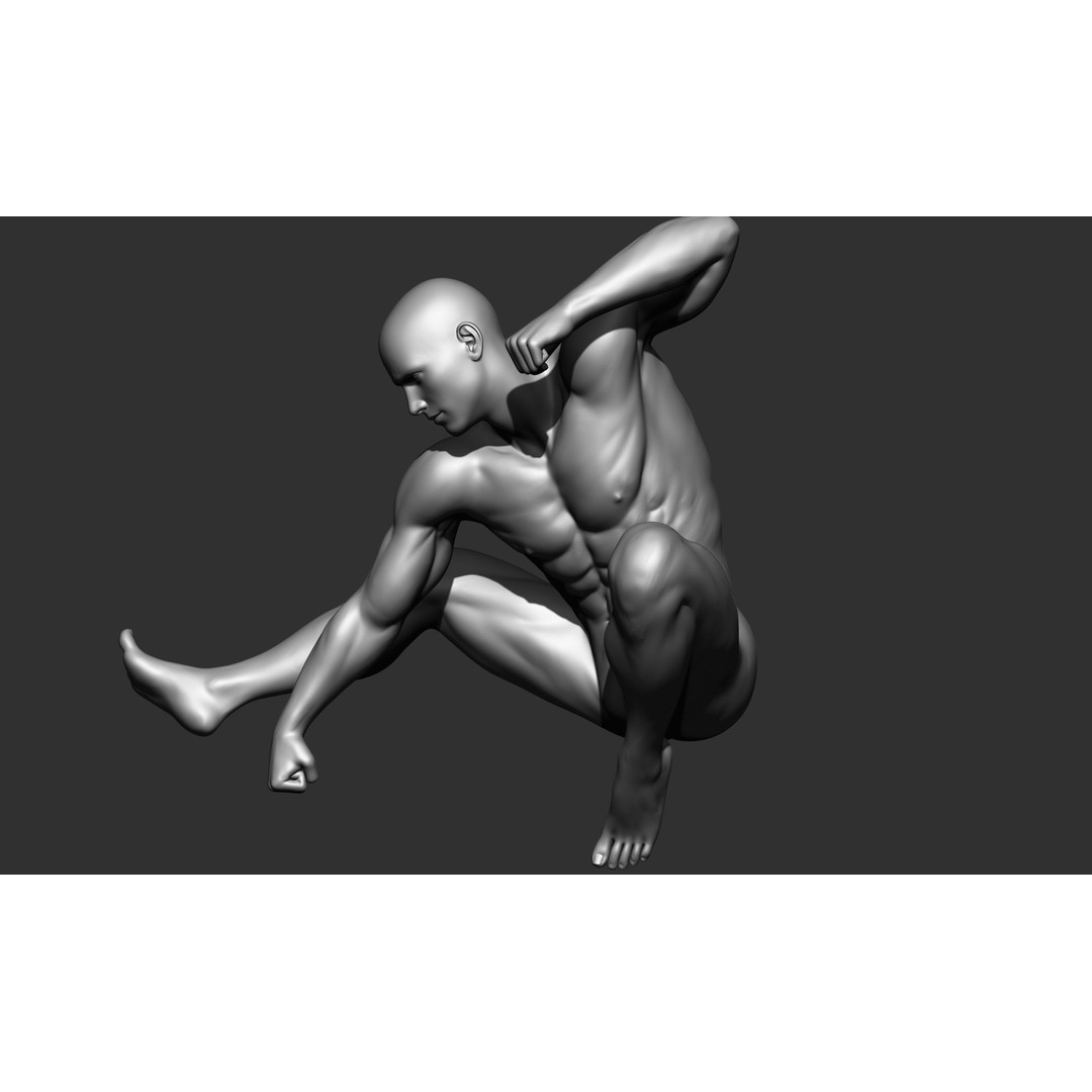 Fighting Poses 3D Model – Full Body Character Pack, OBJ & ZTL - View 14