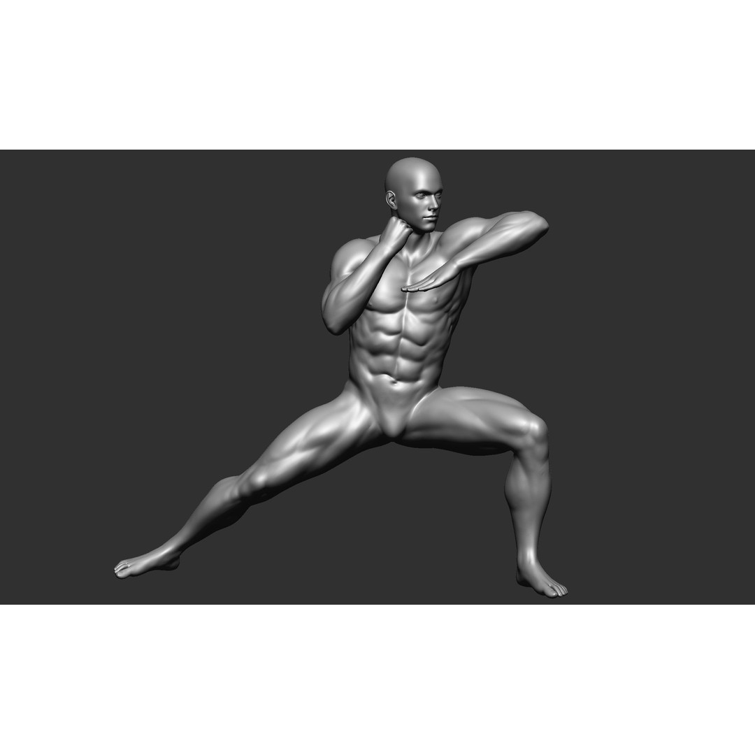 Fighting Poses 3D Model – Full Body Character Pack, OBJ & ZTL - View 15