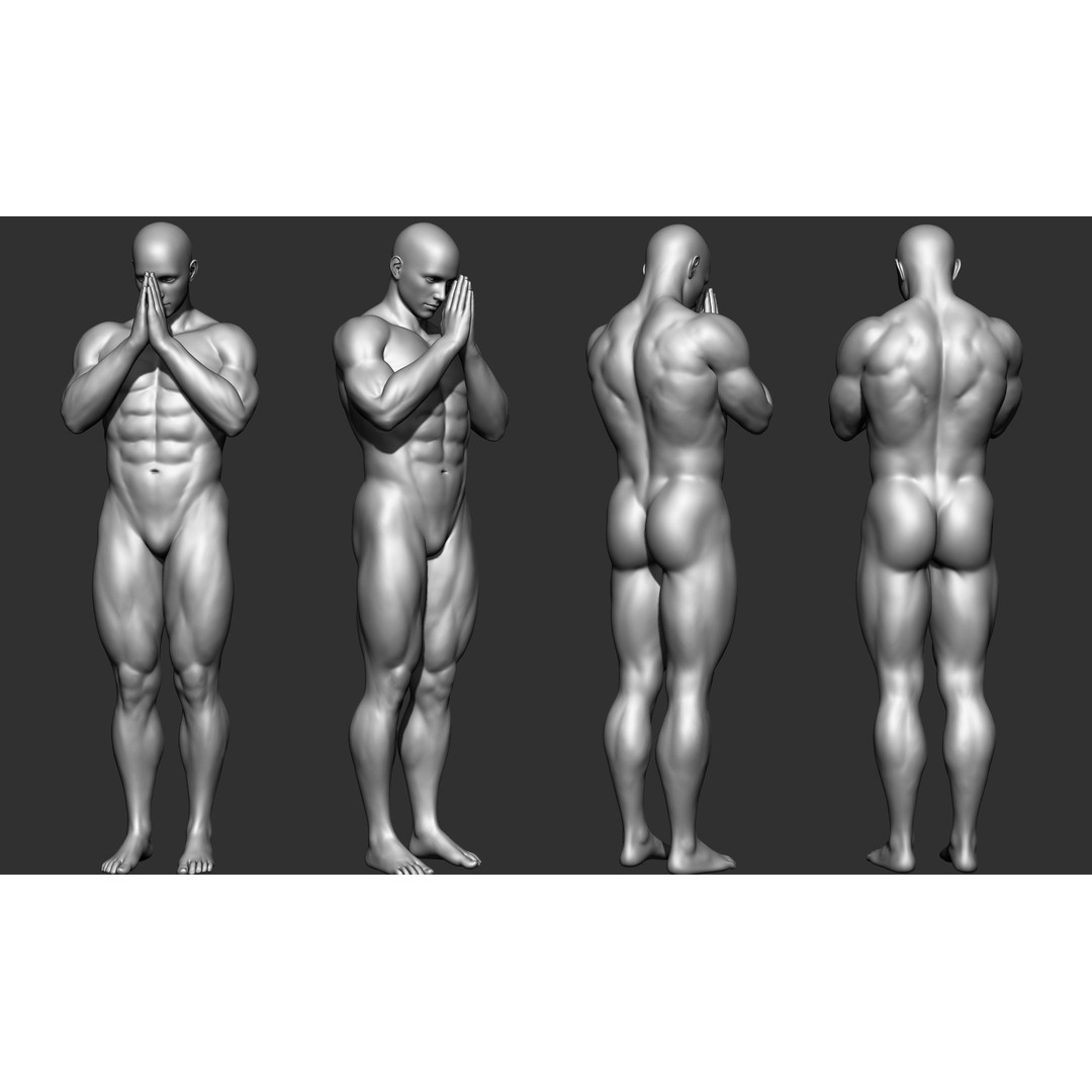 Fighting Poses 3D Model – Full Body Character Pack, OBJ & ZTL - View 18